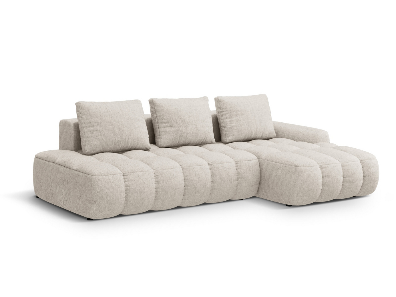 Cosmopolitan Design høyrevendt hjørnesovesofa med oppbevaring, "Linz", 3-seter, 275 × 142 × 84 cm, Sorella, svarte plastben, Variant RCFO_193