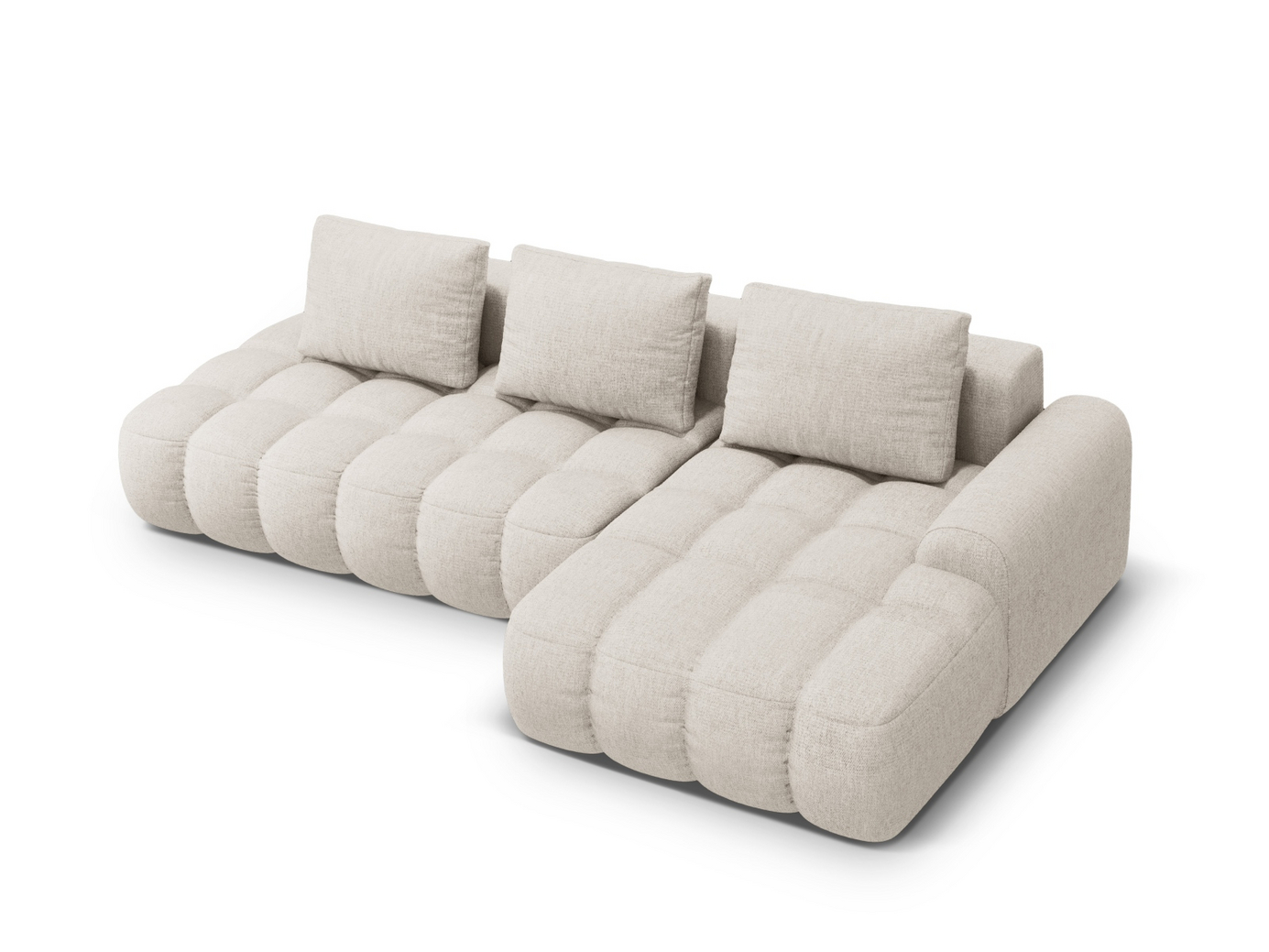 Cosmopolitan Design høyrevendt hjørnesovesofa med oppbevaring, "Linz", 3-seter, 275 × 142 × 84 cm, Sorella, svarte plastben, Variant RCFO_193