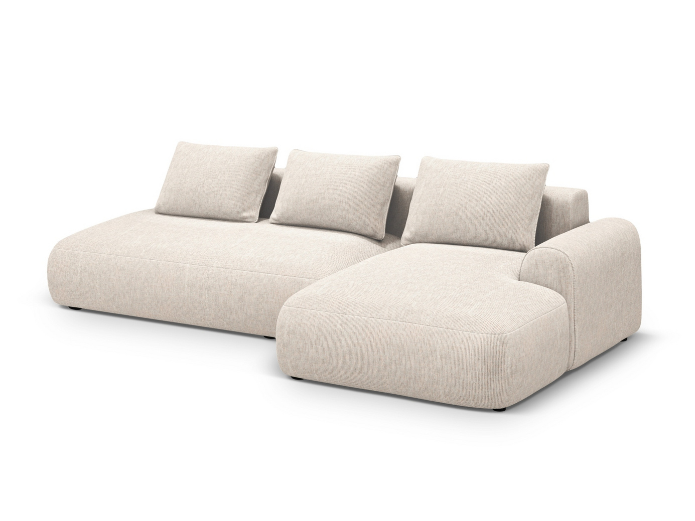 Cosmopolitan Design høyrevendt hjørnesovesofa med oppbevaring, "Calma", 5-seter, 275 × 142 × 84 cm, Baltimore, svarte plastben