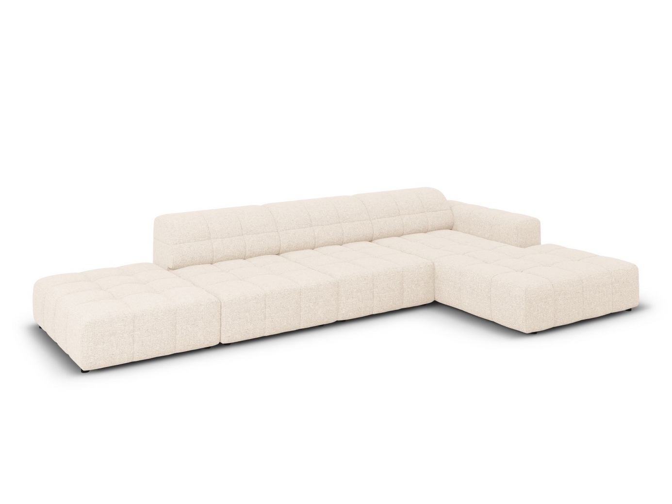 Cosmopolitan Design høyrevendt hjørnesofa, "Chicago", 5-seter, 348 × 167 × 78 cm, Haga, svarte plastben
