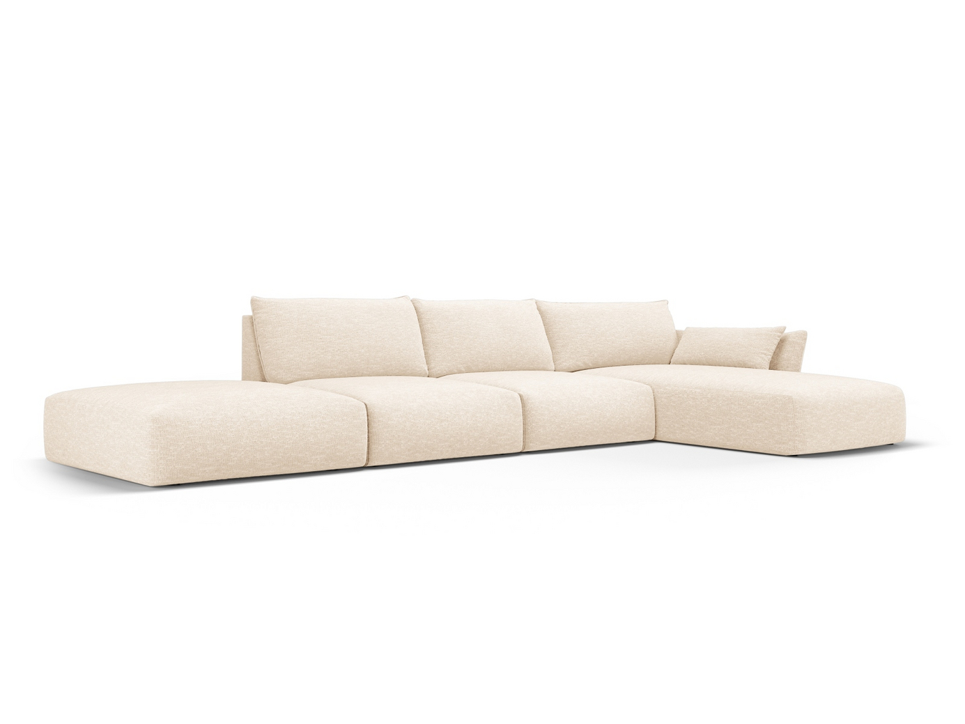 Cosmopolitan Design høyrevendt hjørnesofa, "Matera", 5-seter, 364 × 171 × 85 cm, Haga, svarte plastben