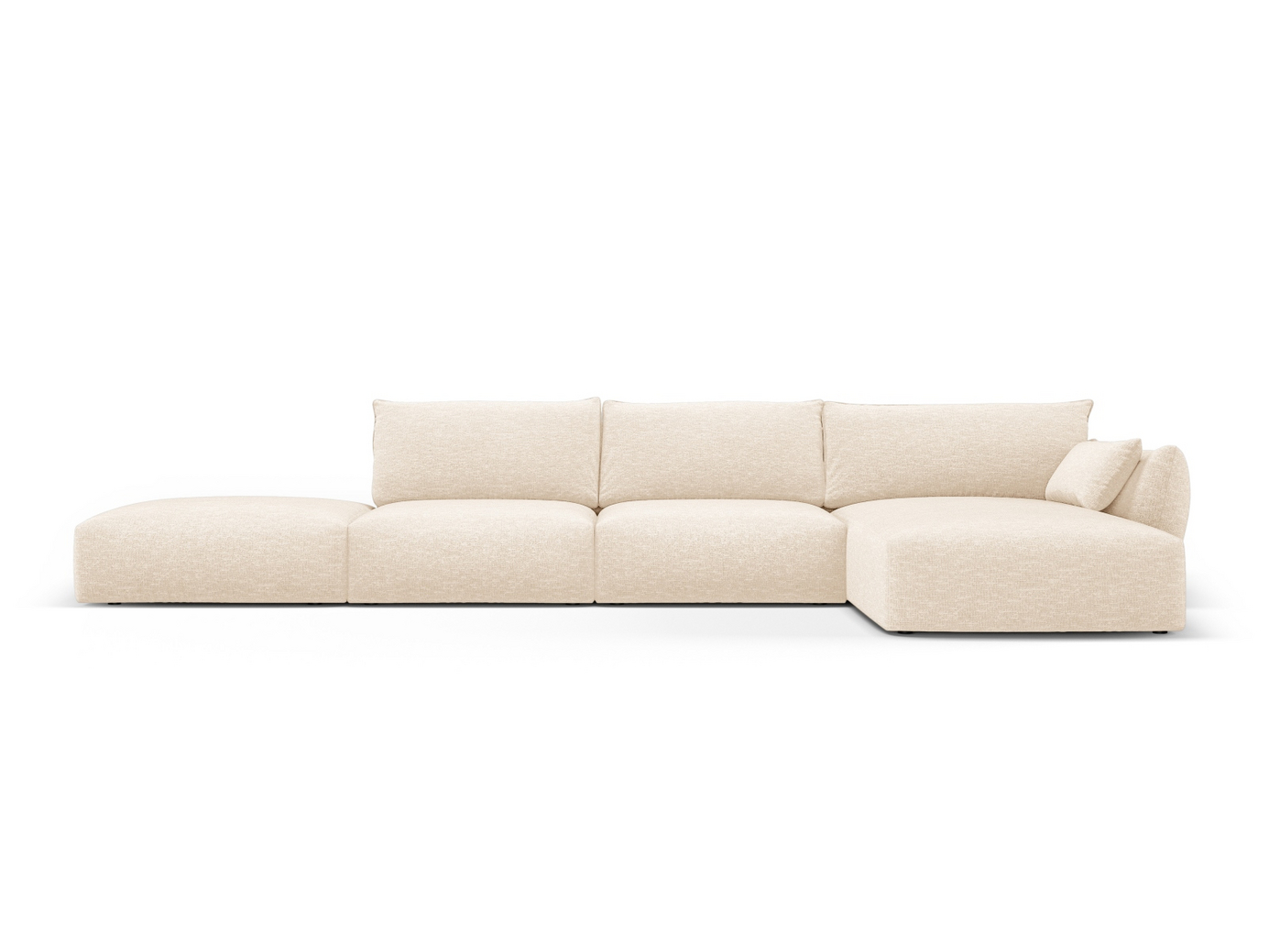 Cosmopolitan Design høyrevendt hjørnesofa, "Matera", 5-seter, 364 × 171 × 85 cm, Haga, svarte plastben