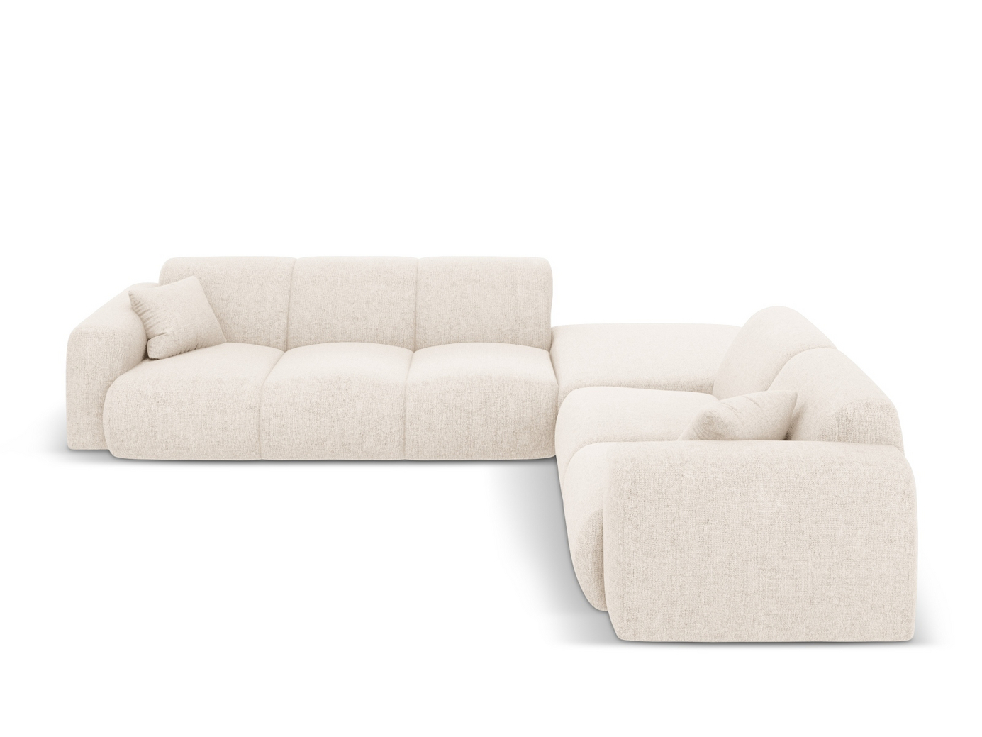 Cosmopolitan Design høyrevendt hjørnesofa, "Nolio", 4-seter, 315 × 250 × 72 cm, Haga, svarte plastben