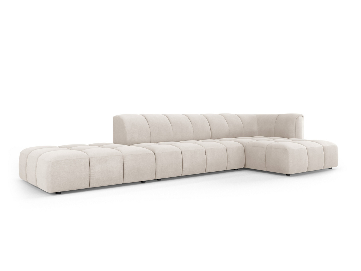 Cosmopolitan Design høyrevendt modulhjørnesofa, "Moritz", 5-seter, 323 × 160 × 70 cm, Rebel, svarte plastben