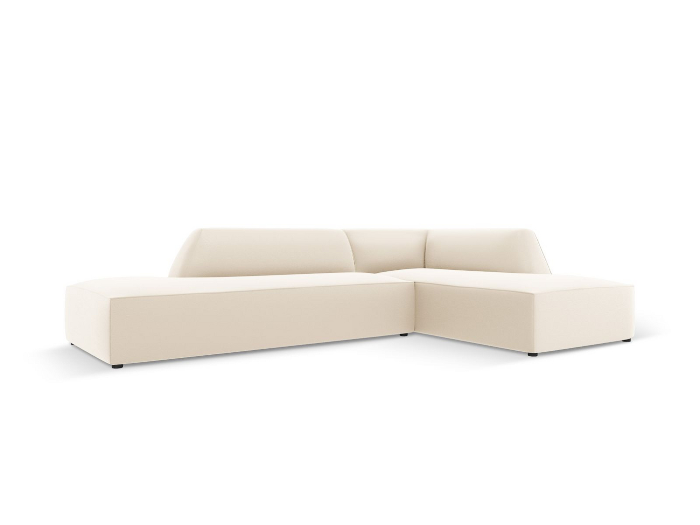 Cosmopolitan Design høyrevendt kunstlærmodulhjørnesofa, "Siena", 4-seter, 273 × 180 × 69 cm, Pacifico, svarte plastben