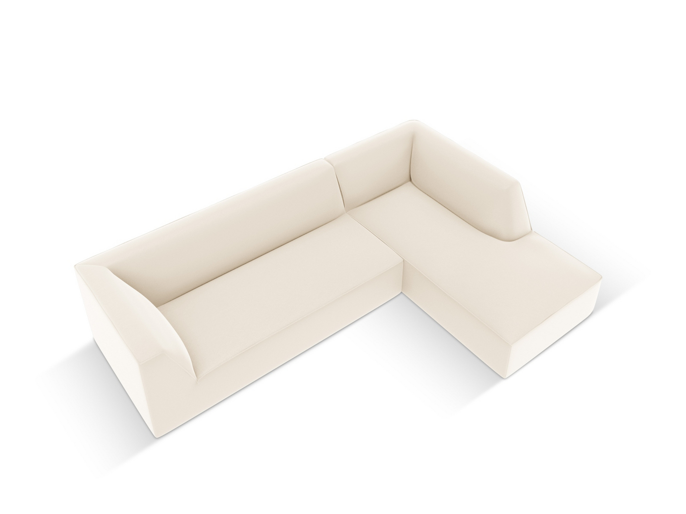 Cosmopolitan Design høyrevendt kunstlærmodulhjørnesofa, "Siena", 4-seter, 273 × 180 × 69 cm, Pacifico, svarte plastben