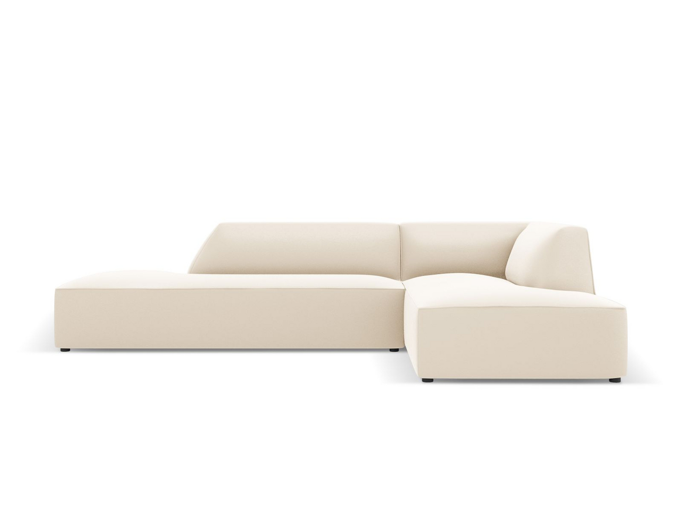 Cosmopolitan Design høyrevendt kunstlærmodulhjørnesofa, "Siena", 4-seter, 273 × 180 × 69 cm, Pacifico, svarte plastben