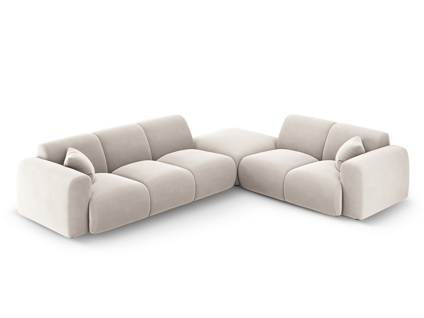 Cosmopolitan Design høyrevendt fløyelshjørnesofa, "Nolio", 4-seter, 315 × 250 × 72 cm, Casino, svarte plastben