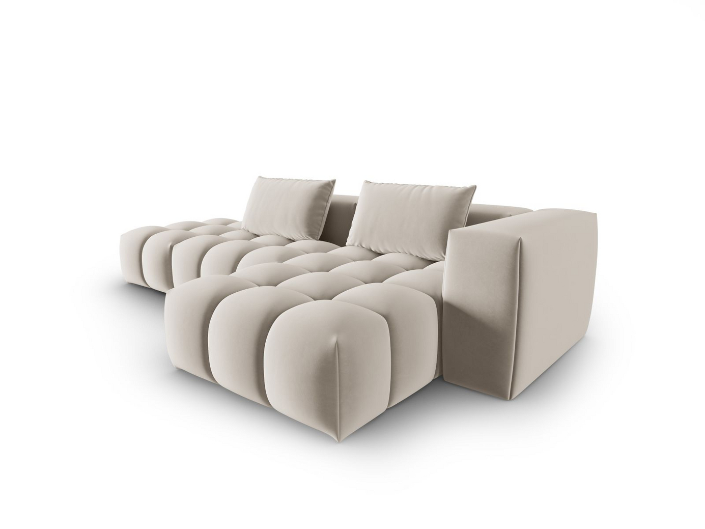 Cosmopolitan Design høyrevendt fløyelsmodulhjørnesofa, "Verona", 4-seter, 265 × 145 × 70 cm, Casino, svarte plastben