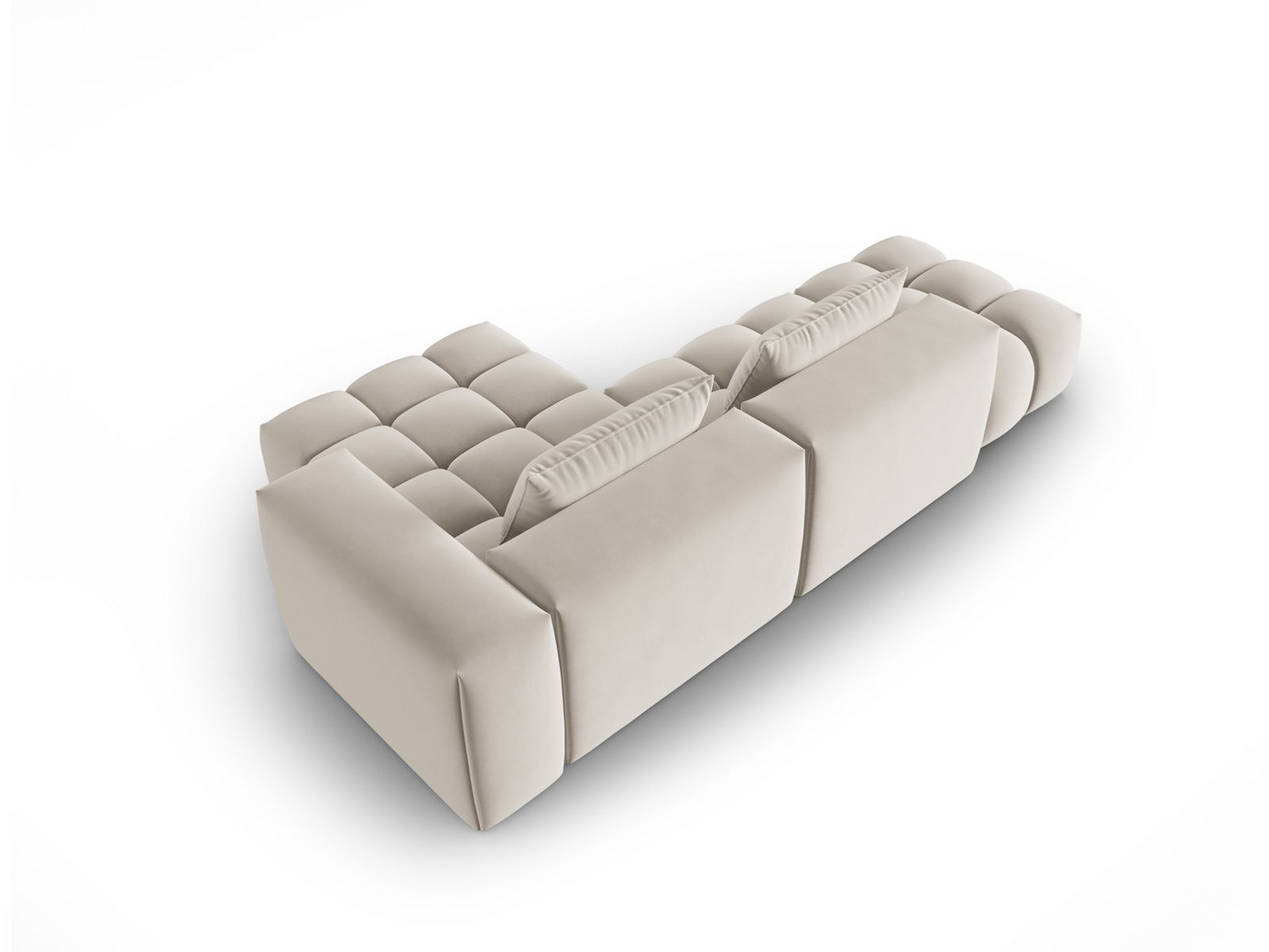 Cosmopolitan Design høyrevendt fløyelsmodulhjørnesofa, "Verona", 4-seter, 265 × 145 × 70 cm, Casino, svarte plastben