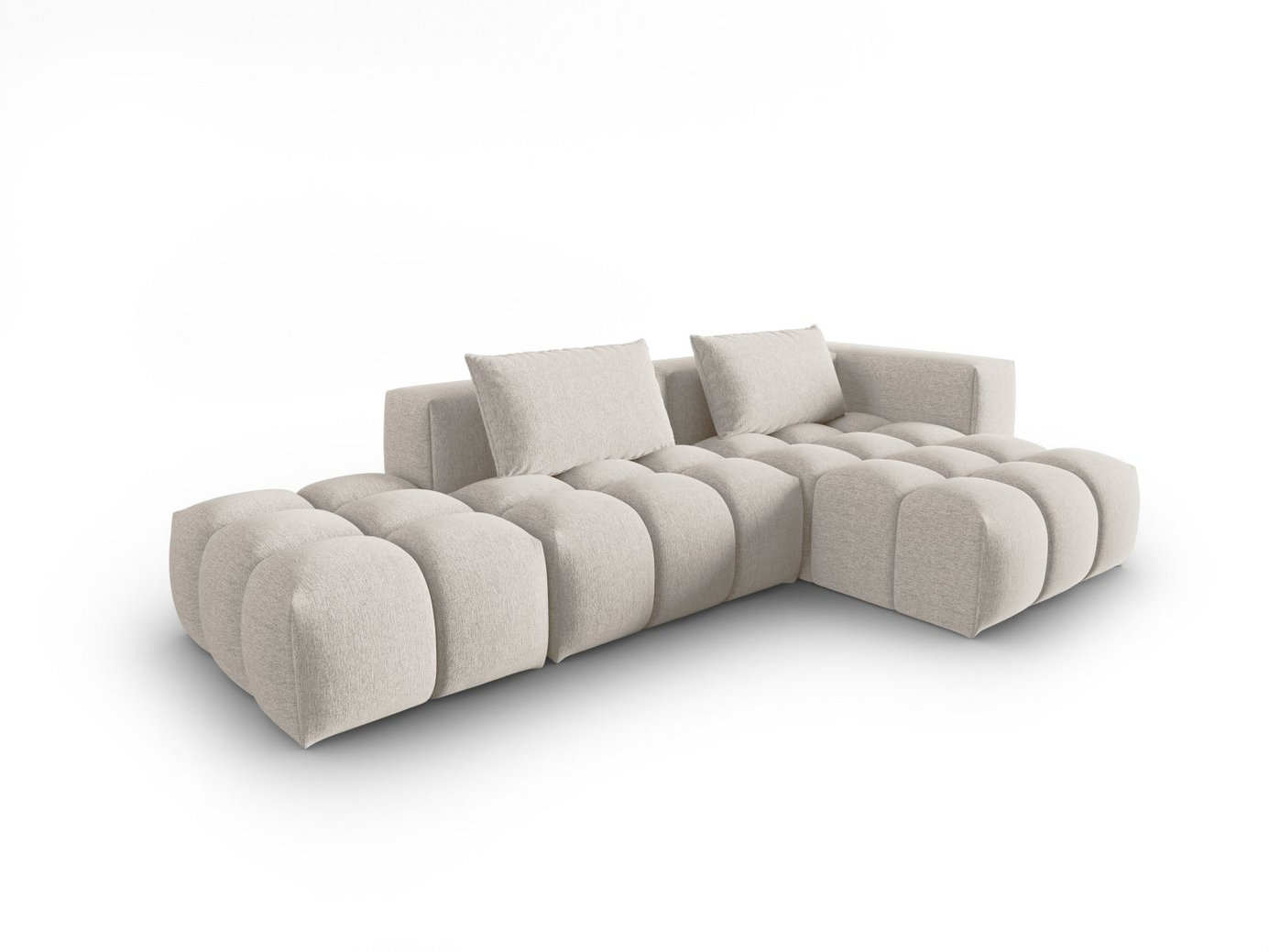 Cosmopolitan Design høyrevendt modulhjørnesofa, "Verona", 4-seter, 265 × 145 × 70 cm, Sorella, svarte plastben