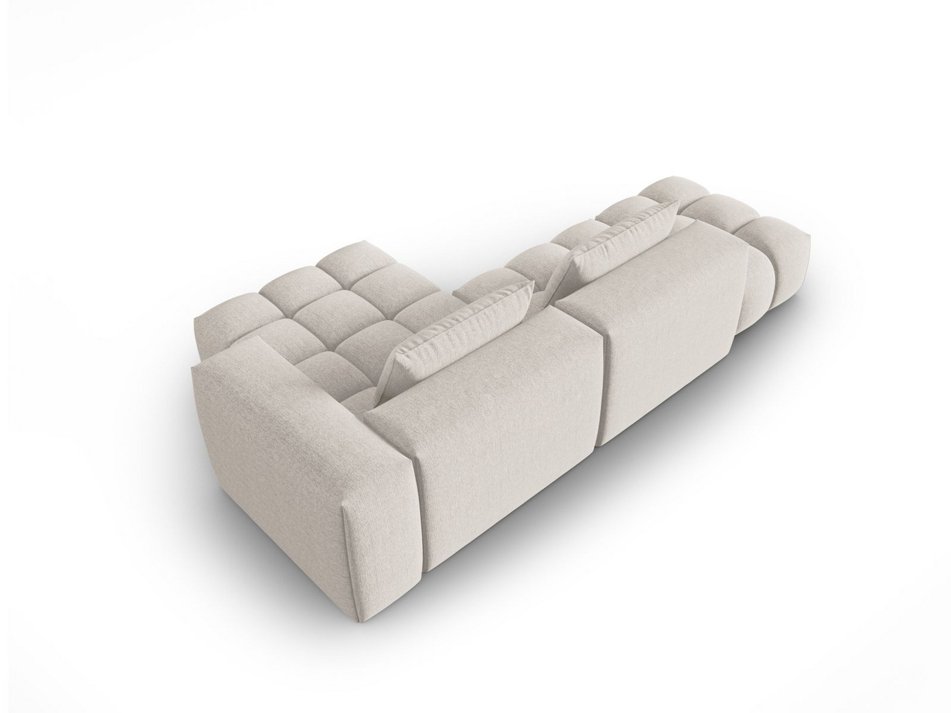 Cosmopolitan Design høyrevendt modulhjørnesofa, "Verona", 4-seter, 265 × 145 × 70 cm, Sorella, svarte plastben