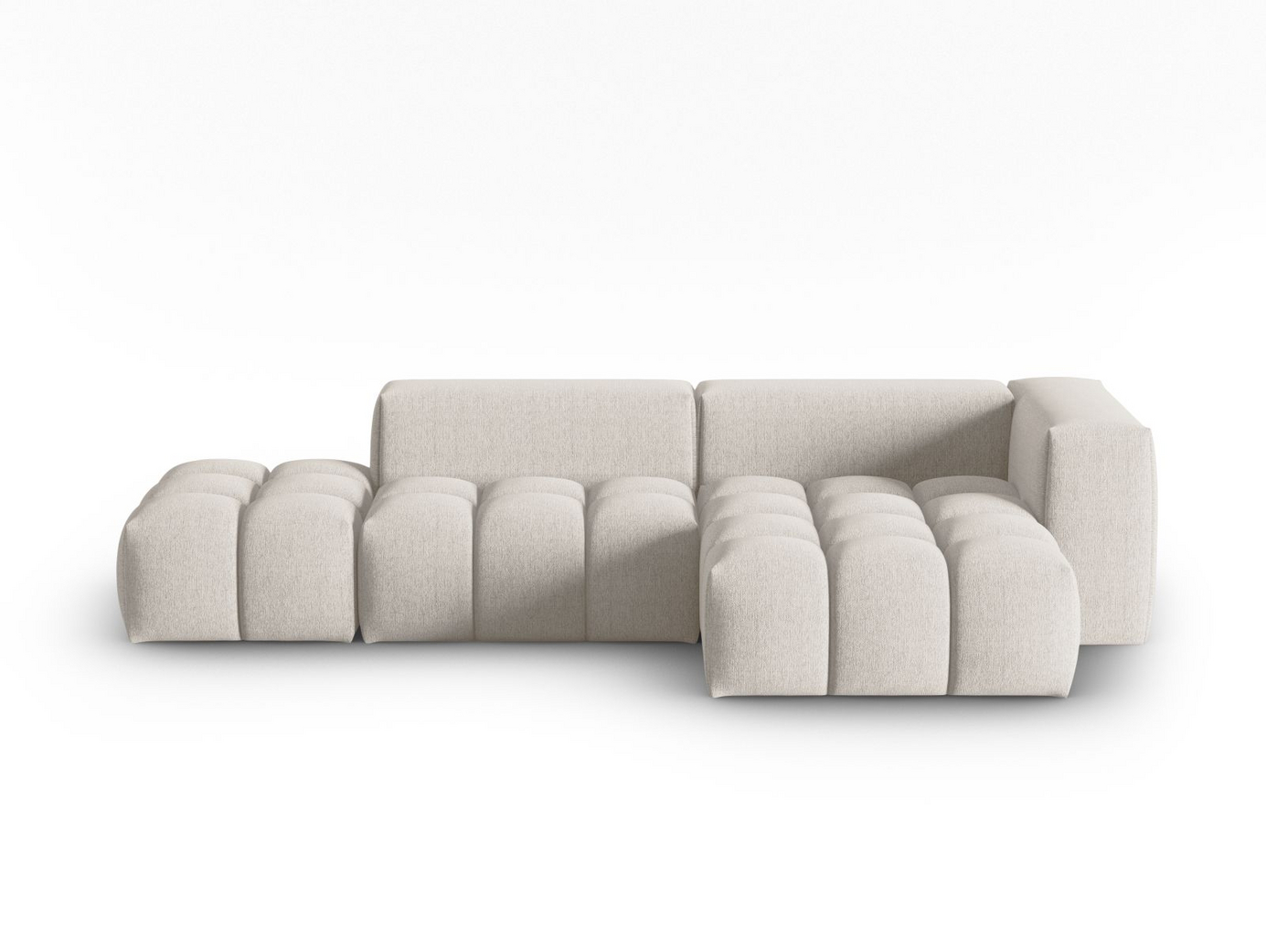 Cosmopolitan Design høyrevendt modulhjørnesofa, "Verona", 4-seter, 265 × 145 × 70 cm, Sorella, svarte plastben