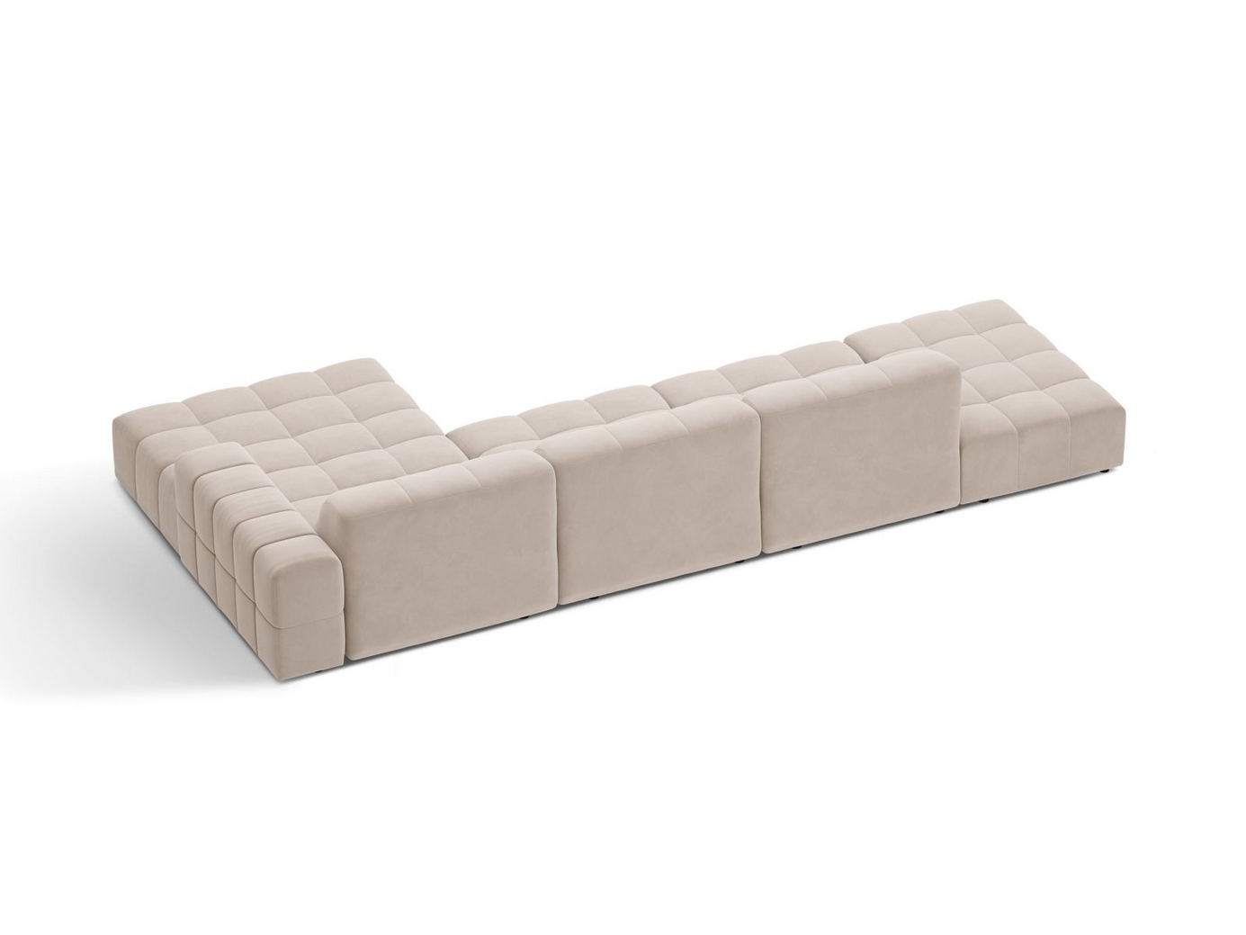 Cosmopolitan Design høyrevendt fløyelshjørnesofa, "Chicago", 5-seter, 348 × 167 × 78 cm, Venus, svarte plastben