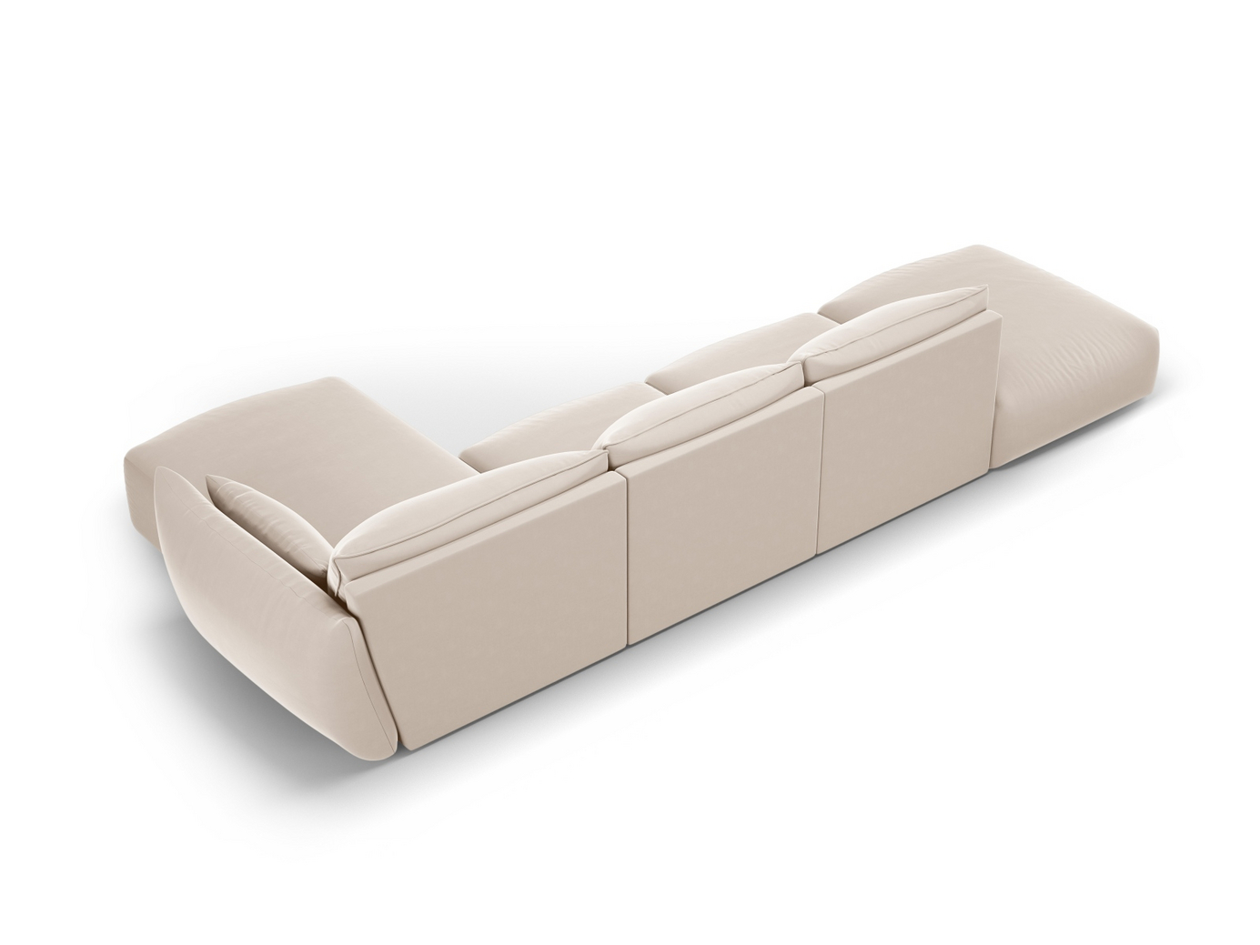 Cosmopolitan Design høyrevendt fløyelshjørnesofa, "Matera", 5-seter, 364 × 171 × 85 cm, Salvador, svarte plastben