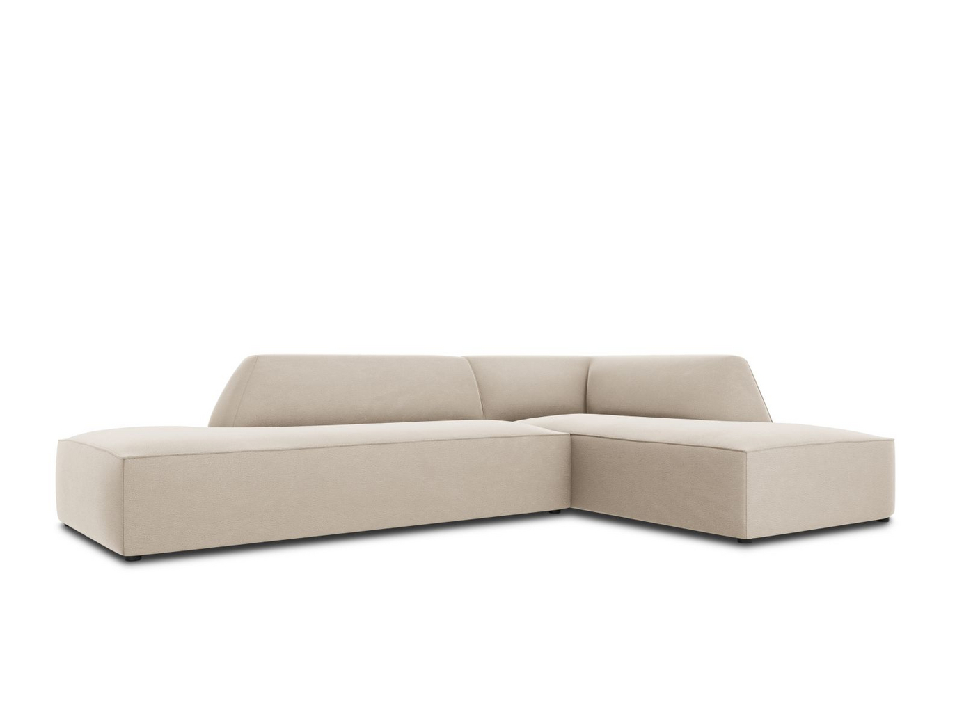 Cosmopolitan Design høyrevendt fløyelsmodulhjørnesofa, "Siena", 4-seter, 273 × 180 × 69 cm, Salvador, svarte plastben, Variant RCO_44