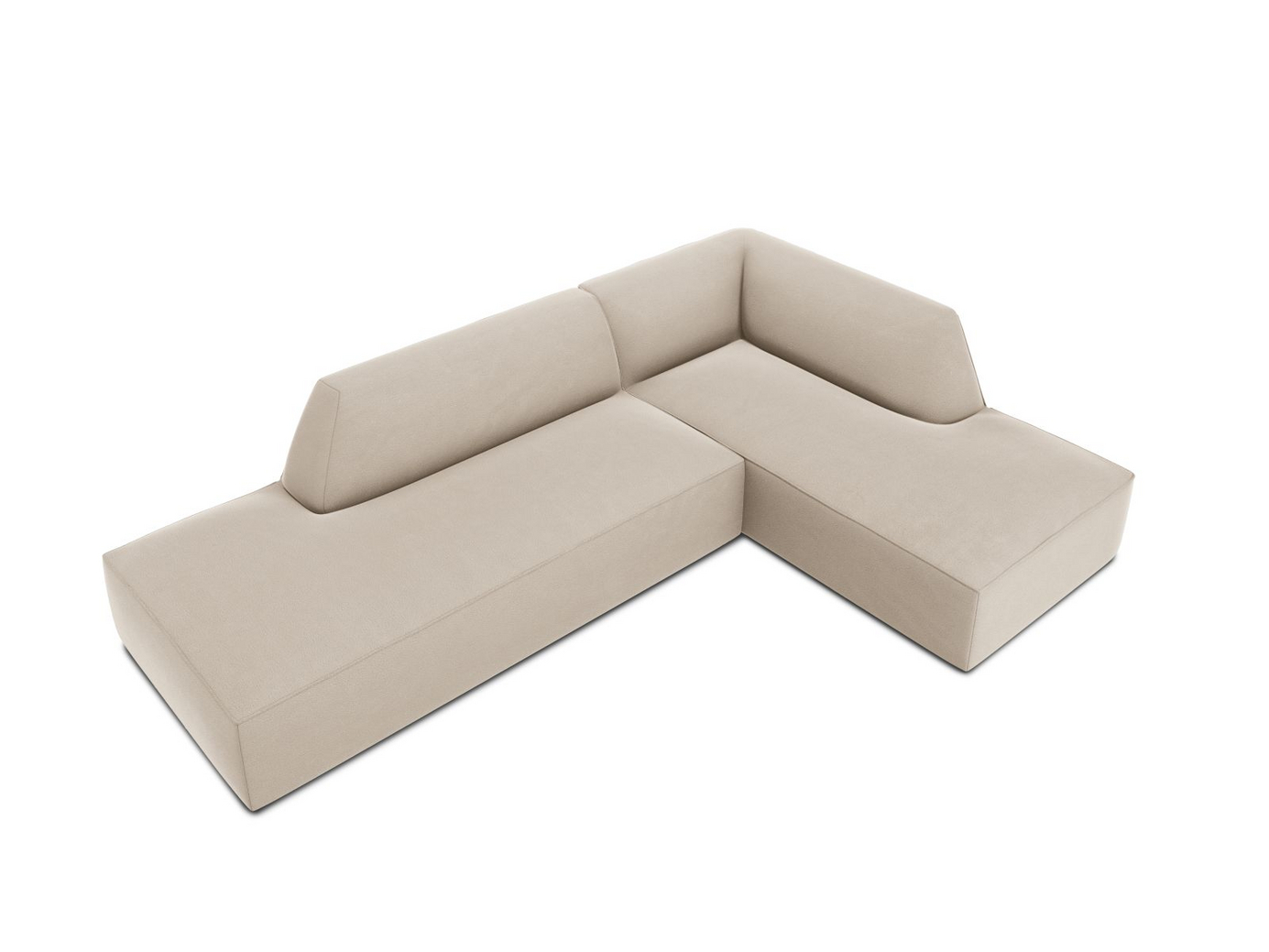 Cosmopolitan Design høyrevendt fløyelsmodulhjørnesofa, "Siena", 4-seter, 273 × 180 × 69 cm, Salvador, svarte plastben, Variant RCO_44