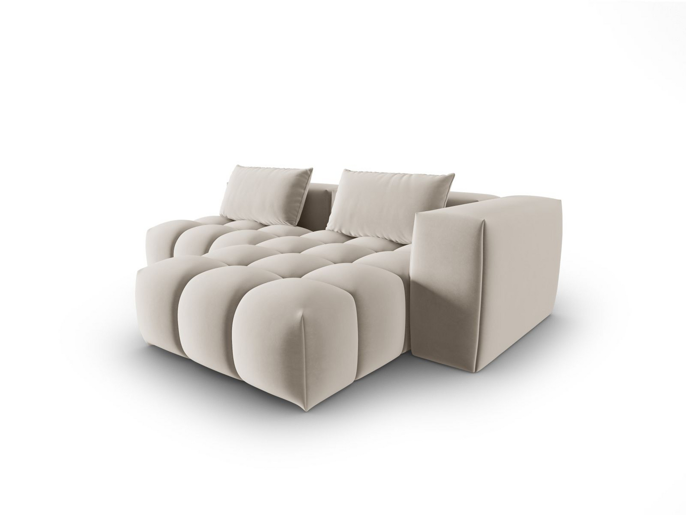 Cosmopolitan Design høyrevendt fløyelsmodulhjørnesofa, "Verona", 3-seter, 205 × 145 × 70 cm, Casino, svarte plastben