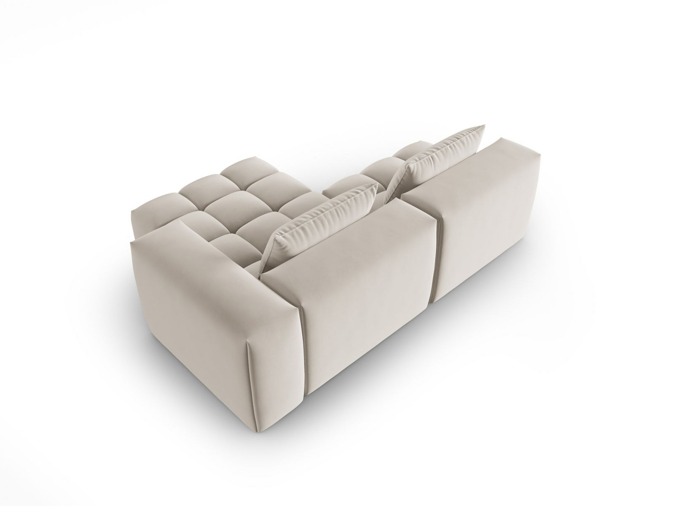 Cosmopolitan Design høyrevendt fløyelsmodulhjørnesofa, "Verona", 3-seter, 205 × 145 × 70 cm, Casino, svarte plastben