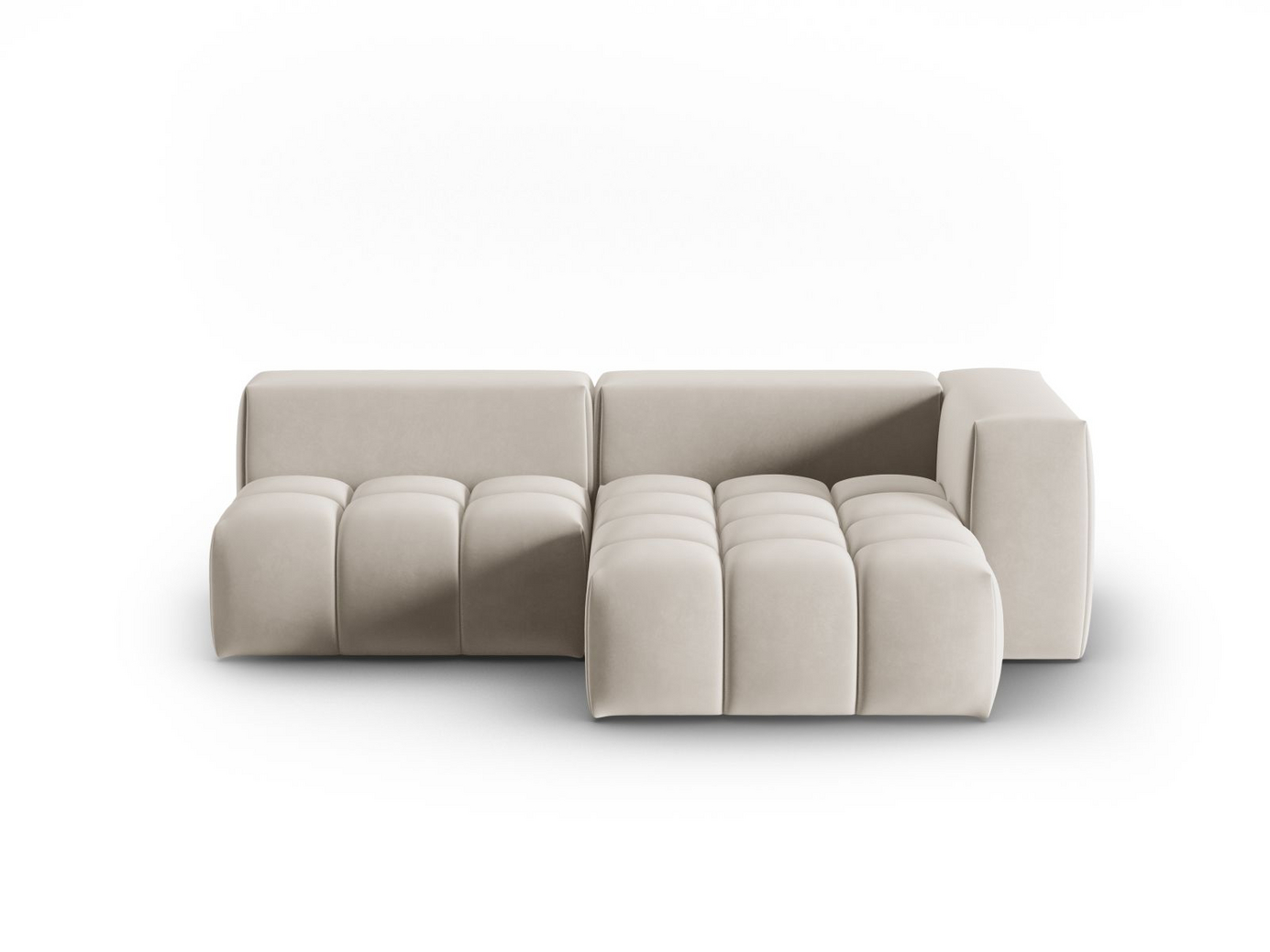 Cosmopolitan Design høyrevendt fløyelsmodulhjørnesofa, "Verona", 3-seter, 205 × 145 × 70 cm, Casino, svarte plastben