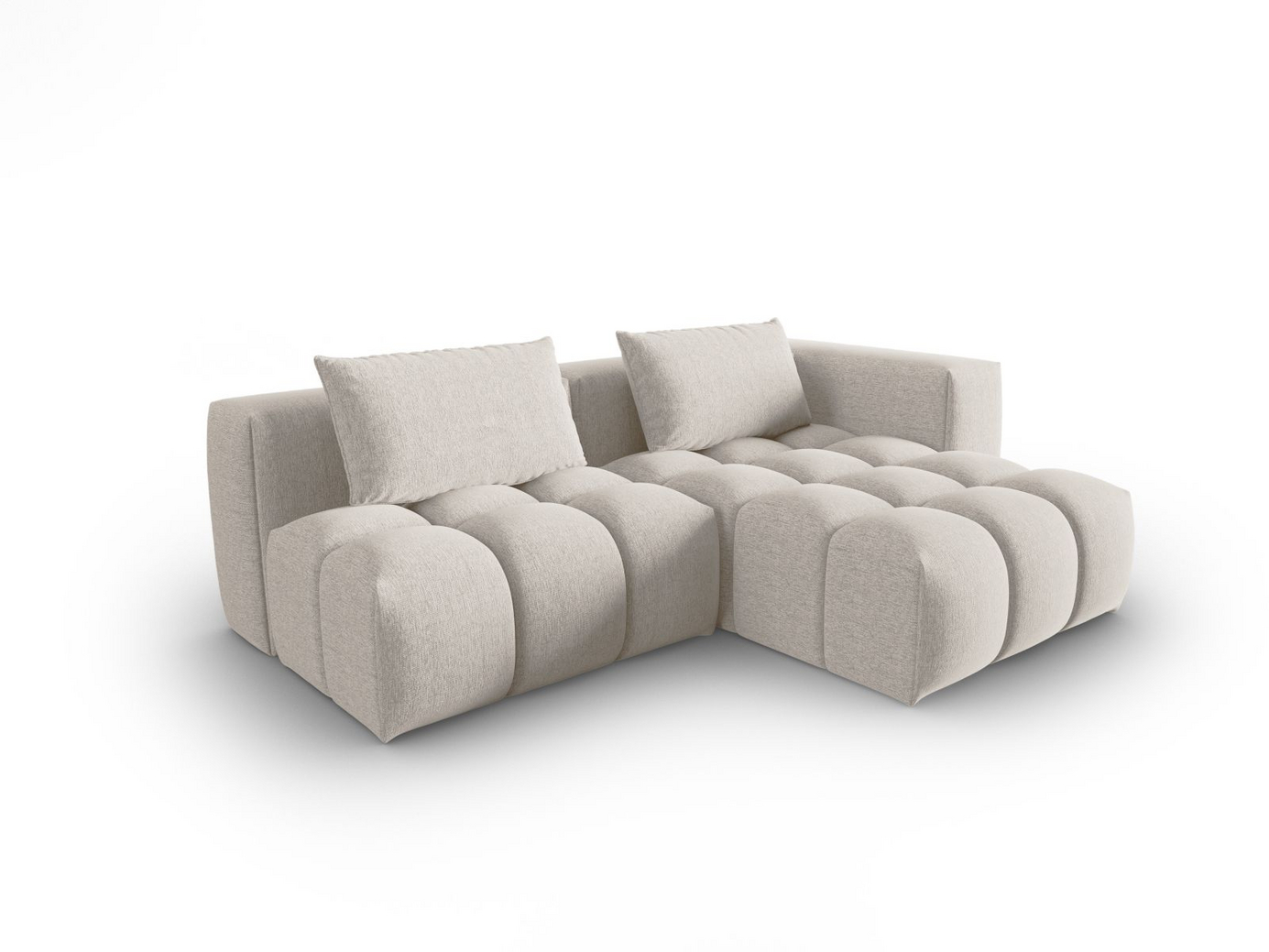 Cosmopolitan Design høyrevendt modulhjørnesofa, "Verona", 3-seter, 205 × 145 × 70 cm, Sorella, svarte plastben