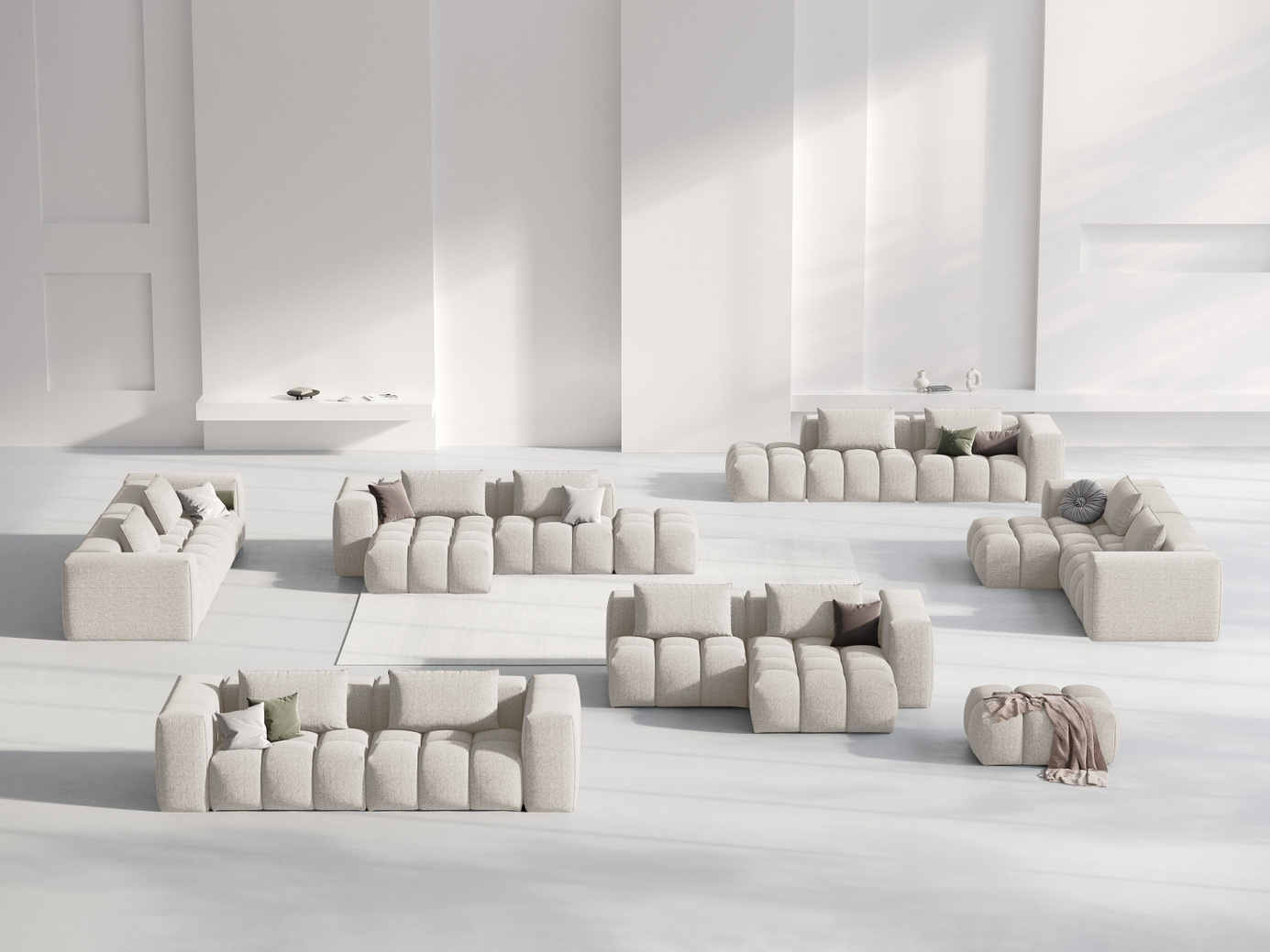 Cosmopolitan Design høyrevendt modulhjørnesofa, "Verona", 3-seter, 205 × 145 × 70 cm, Sorella, svarte plastben
