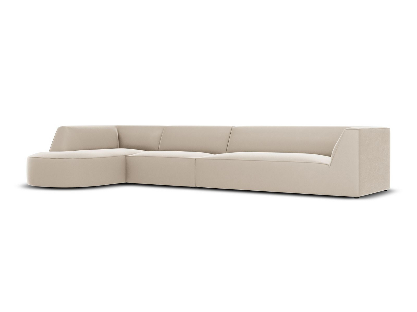 Cosmopolitan Design venstrevendt fløyelsmodulhjørnesofa, "Siena", 5-seter, 366 × 180 × 69 cm, Salvador, svarte plastben, Variant RLC_L_44