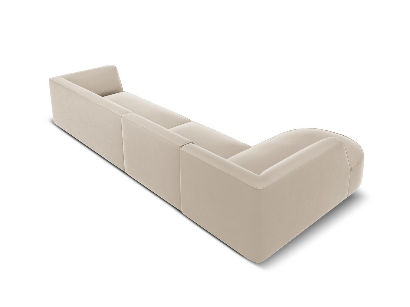 Cosmopolitan Design venstrevendt fløyelsmodulhjørnesofa, "Siena", 5-seter, 366 × 180 × 69 cm, Salvador, svarte plastben, Variant RLC_L_44