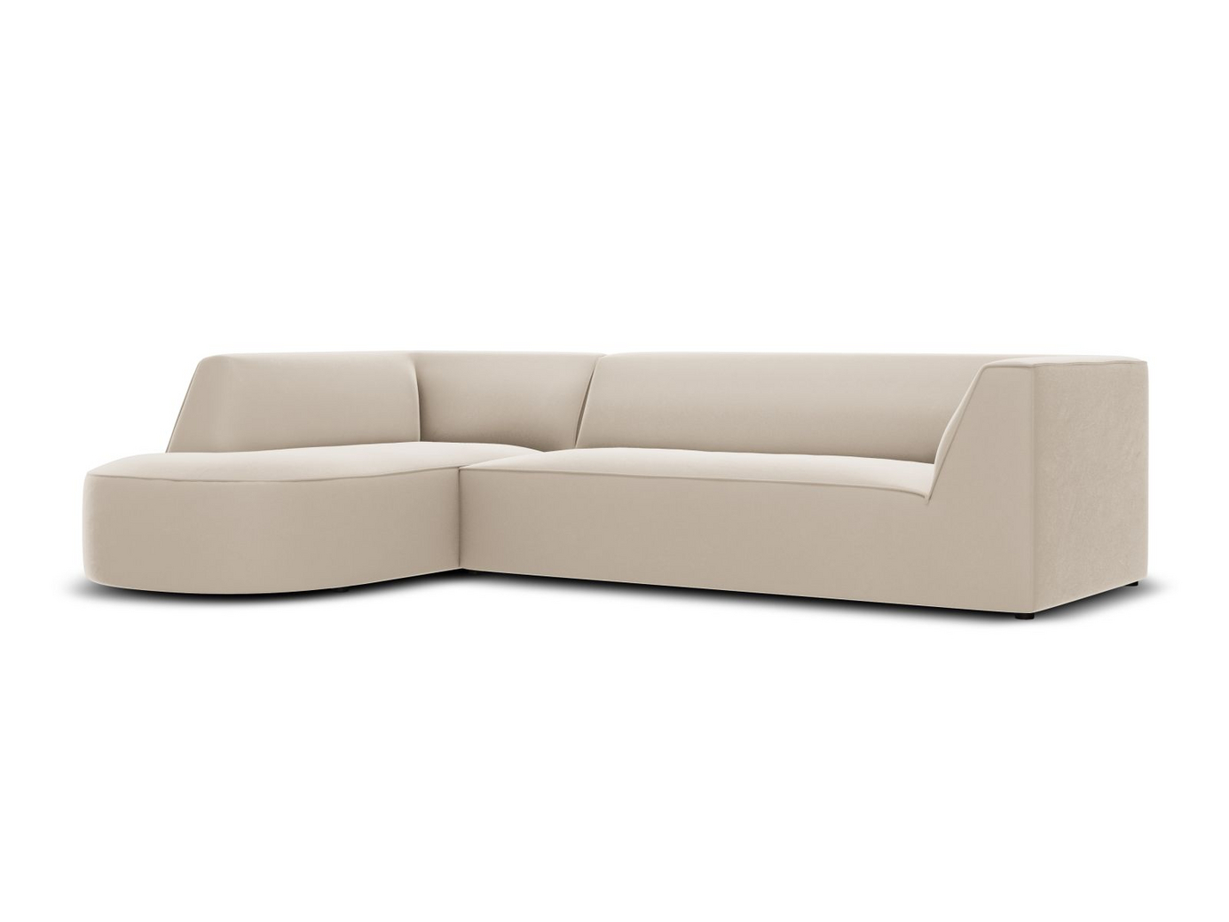 Cosmopolitan Design venstrevendt fløyelsmodulhjørnesofa, "Siena", 4-seter, 273 × 180 × 69 cm, Salvador, svarte plastben, Variant RLC_M_44