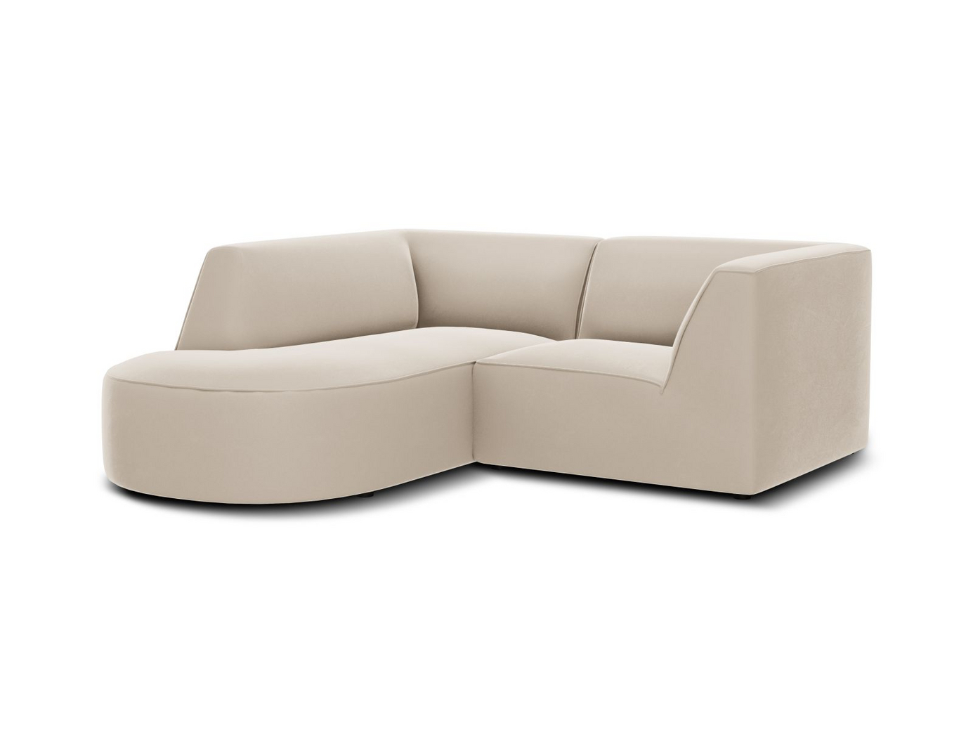 Cosmopolitan Design venstrevendt fløyelsmodulhjørnesofa, "Siena", 3-seter, 186 × 180 × 69 cm, Salvador, svarte plastben, Variant RLC_S_44