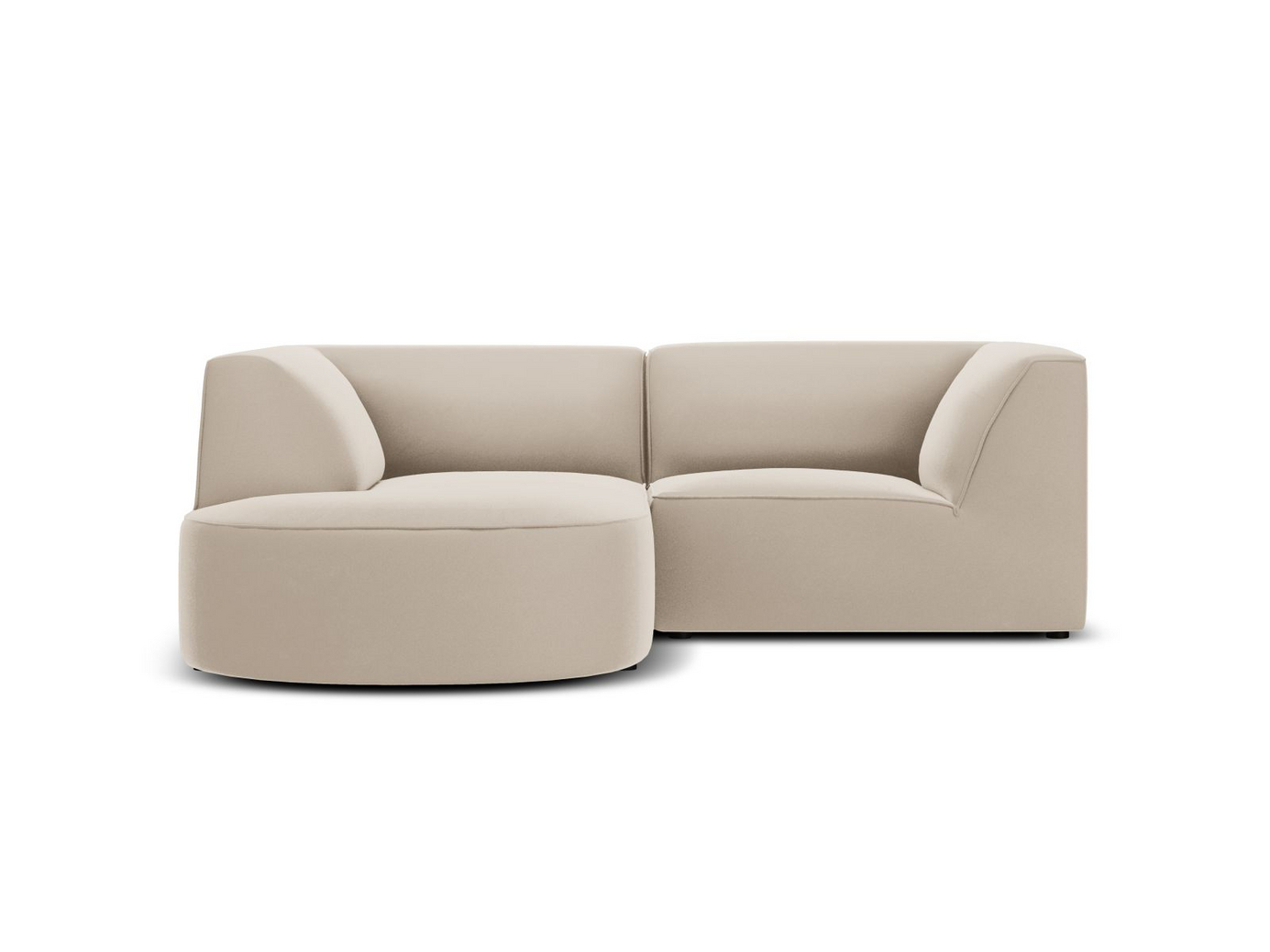 Cosmopolitan Design venstrevendt fløyelsmodulhjørnesofa, "Siena", 3-seter, 186 × 180 × 69 cm, Salvador, svarte plastben, Variant RLC_S_44