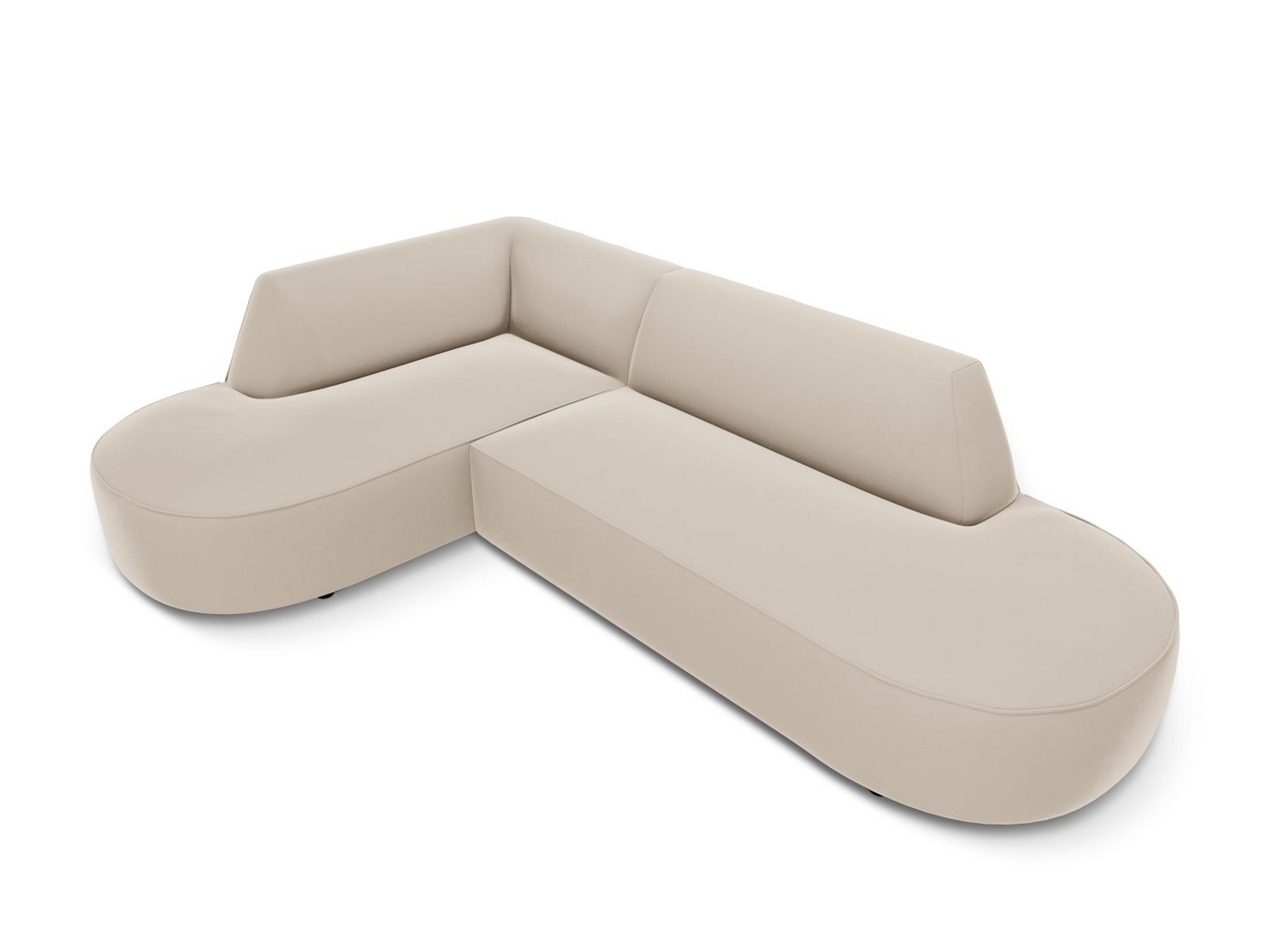 Cosmopolitan Design venstrevendt fløyelsmodulhjørnesofa, "Siena", 4-seter, 273 × 180 × 69 cm, Salvador, svarte plastben, Variant RLCO_44