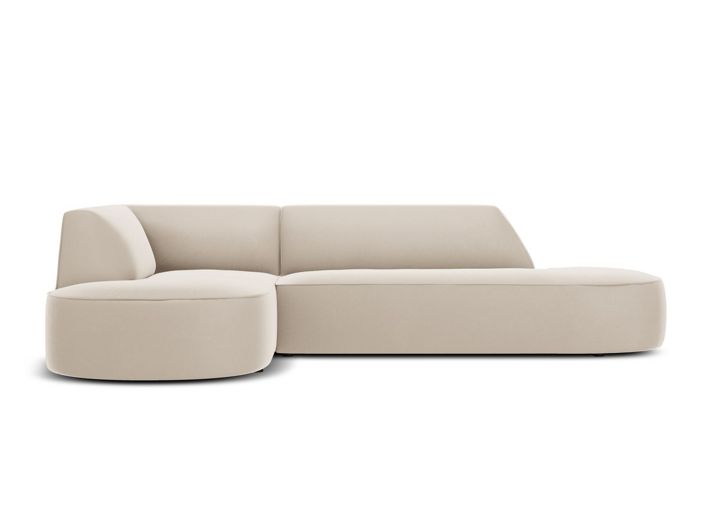 Cosmopolitan Design venstrevendt fløyelsmodulhjørnesofa, "Siena", 4-seter, 273 × 180 × 69 cm, Salvador, svarte plastben, Variant RLCO_44