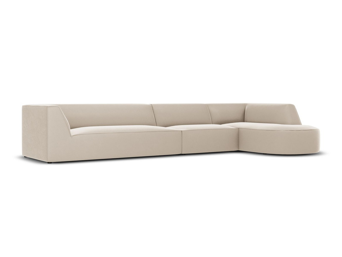 Cosmopolitan Design høyrevendt fløyelsmodulhjørnesofa, "Siena", 5-seter, 366 × 180 × 69 cm, Salvador, svarte plastben, Variant RRC_L_44