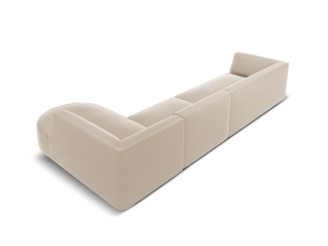 Cosmopolitan Design høyrevendt fløyelsmodulhjørnesofa, "Siena", 5-seter, 366 × 180 × 69 cm, Salvador, svarte plastben, Variant RRC_L_44