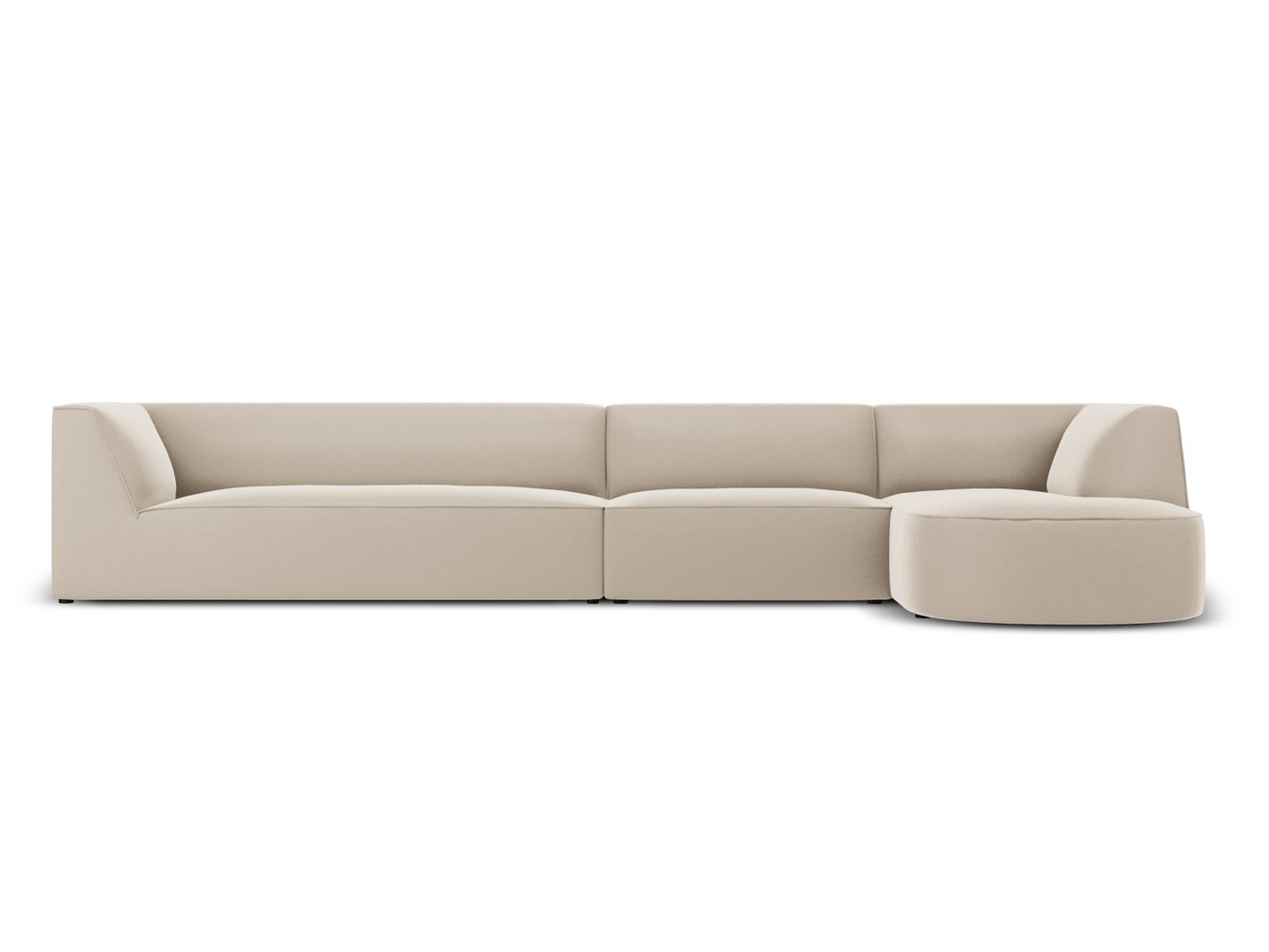 Cosmopolitan Design høyrevendt fløyelsmodulhjørnesofa, "Siena", 5-seter, 366 × 180 × 69 cm, Salvador, svarte plastben, Variant RRC_L_44