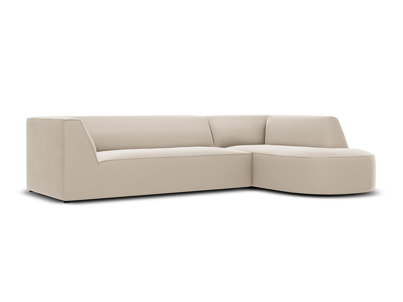 Cosmopolitan Design høyrevendt fløyelsmodulhjørnesofa, "Siena", 4-seter, 273 × 180 × 69 cm, Salvador, svarte plastben, Variant RRC_M_44