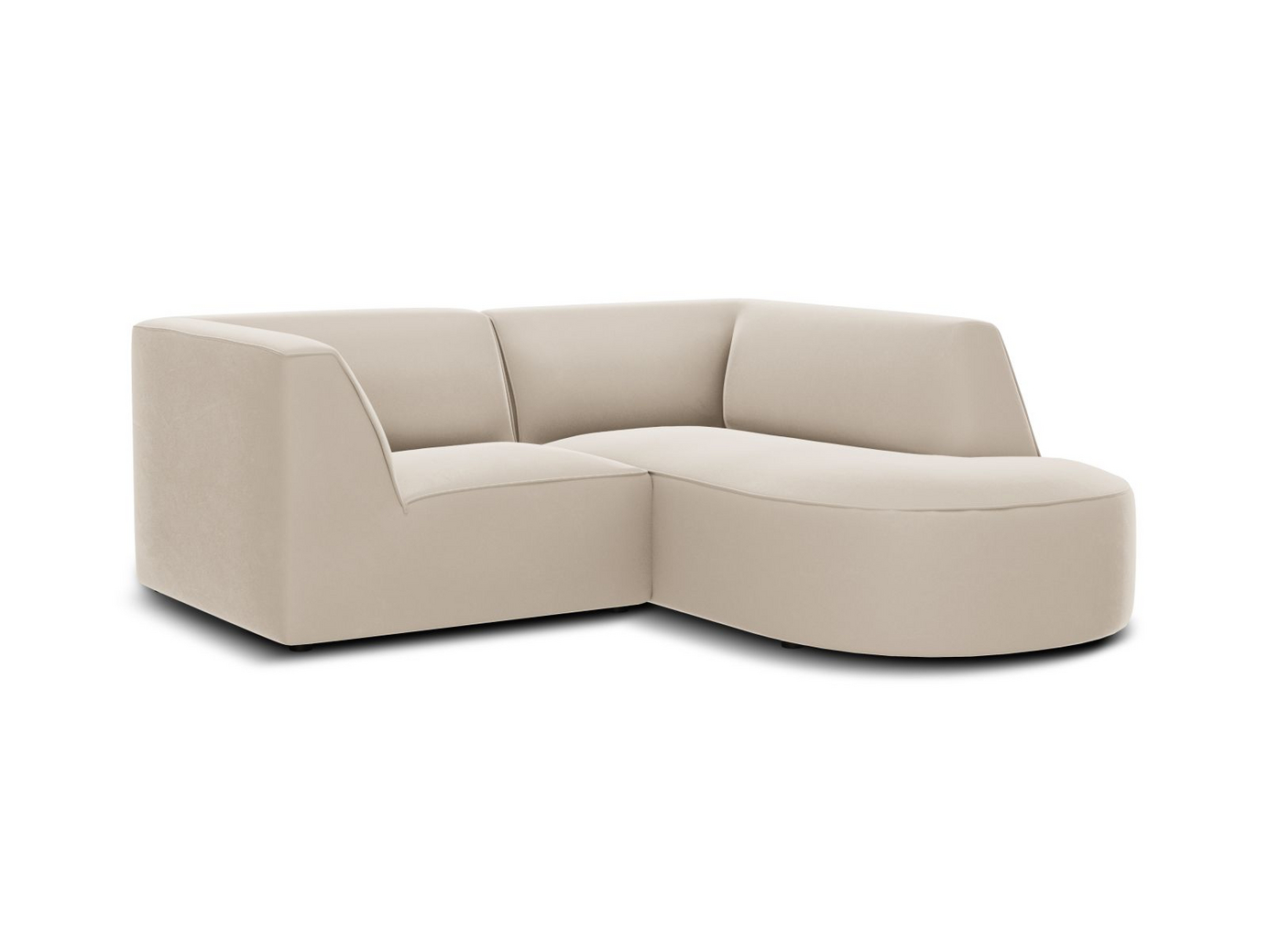 Cosmopolitan Design høyrevendt fløyelsmodulhjørnesofa, "Siena", 3-seter, 186 × 180 × 69 cm, Salvador, svarte plastben, Variant RRC_S_44