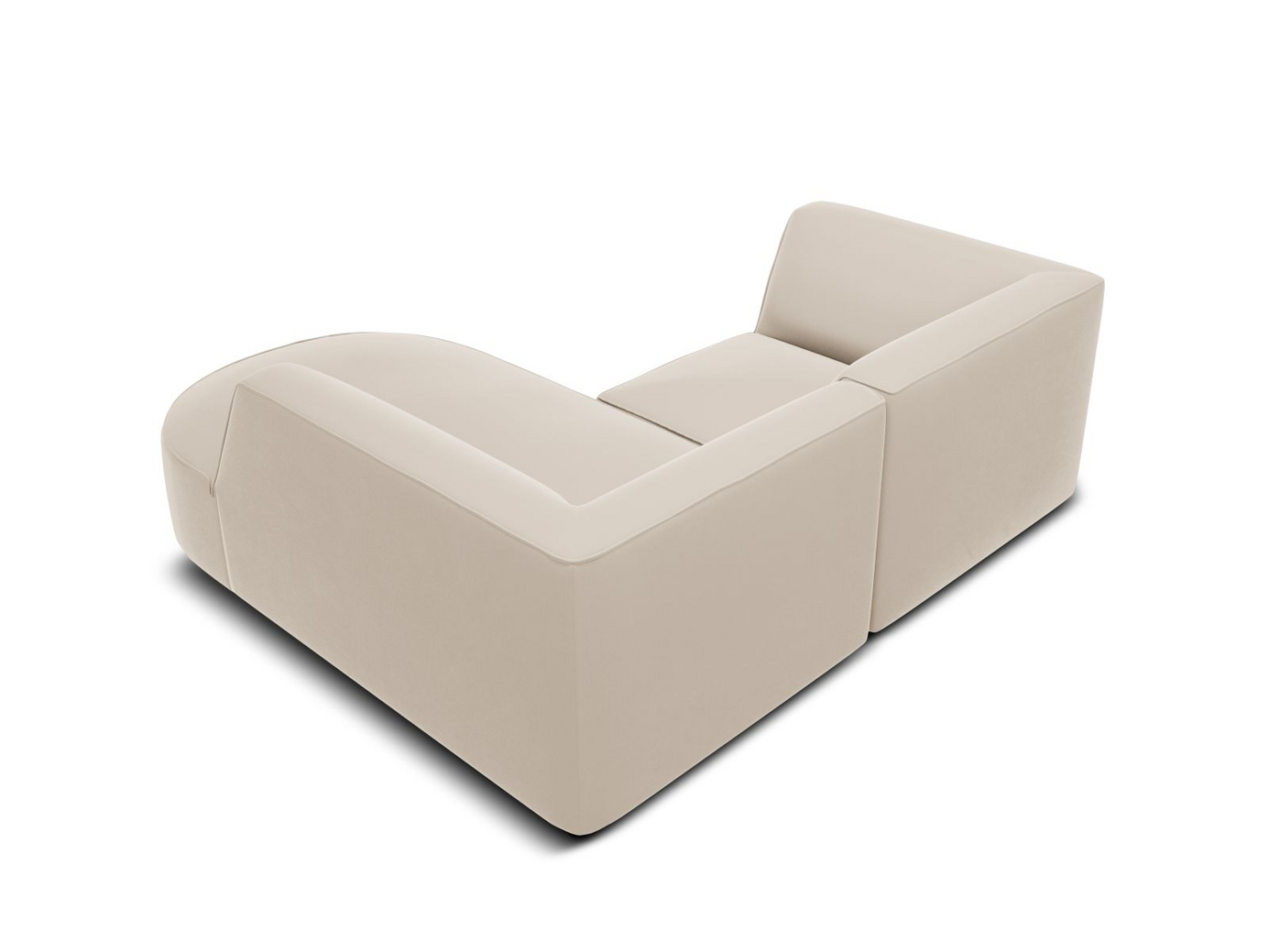 Cosmopolitan Design høyrevendt fløyelsmodulhjørnesofa, "Siena", 3-seter, 186 × 180 × 69 cm, Salvador, svarte plastben, Variant RRC_S_44