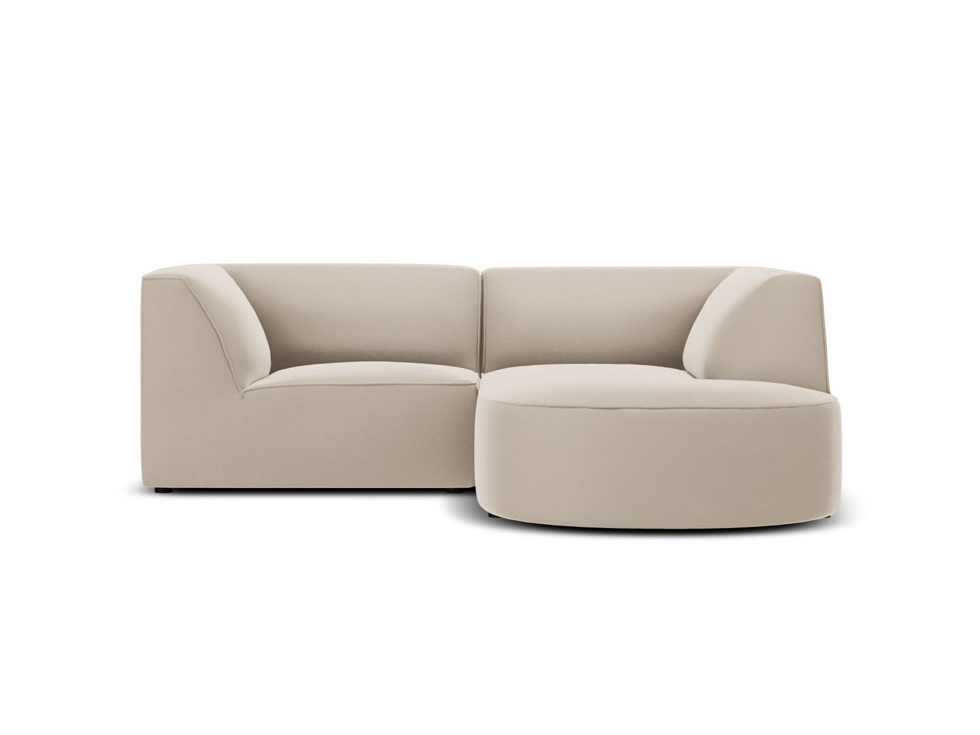 Cosmopolitan Design høyrevendt fløyelsmodulhjørnesofa, "Siena", 3-seter, 186 × 180 × 69 cm, Salvador, svarte plastben, Variant RRC_S_44