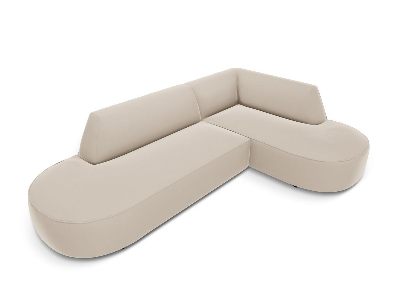 Cosmopolitan Design høyrevendt fløyelsmodulhjørnesofa, "Siena", 4-seter, 273 × 180 × 69 cm, Salvador, svarte plastben, Variant RRCO_44