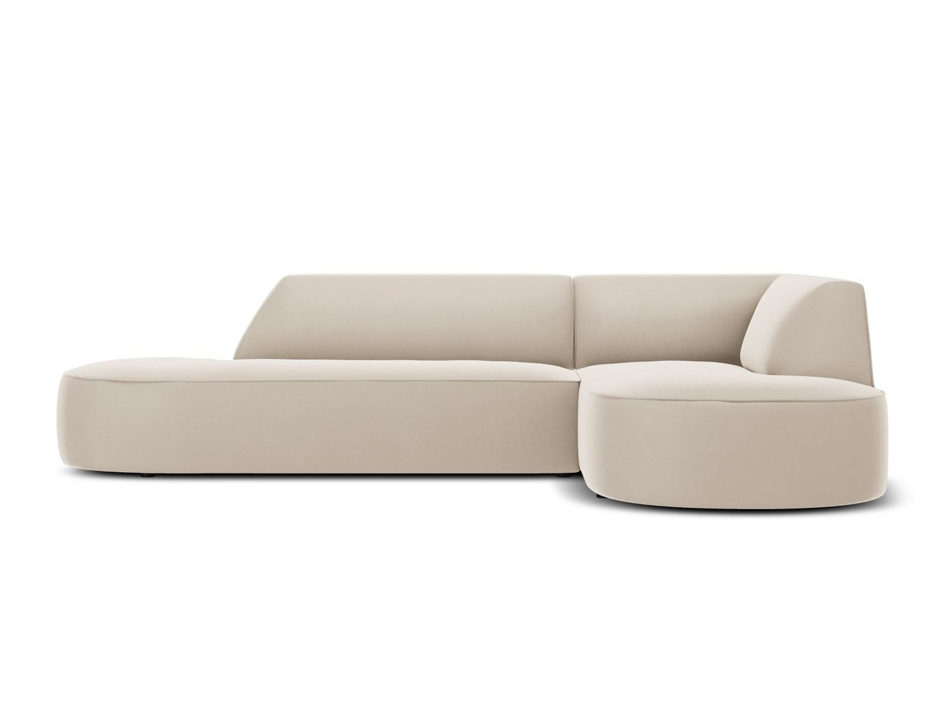 Cosmopolitan Design høyrevendt fløyelsmodulhjørnesofa, "Siena", 4-seter, 273 × 180 × 69 cm, Salvador, svarte plastben, Variant RRCO_44