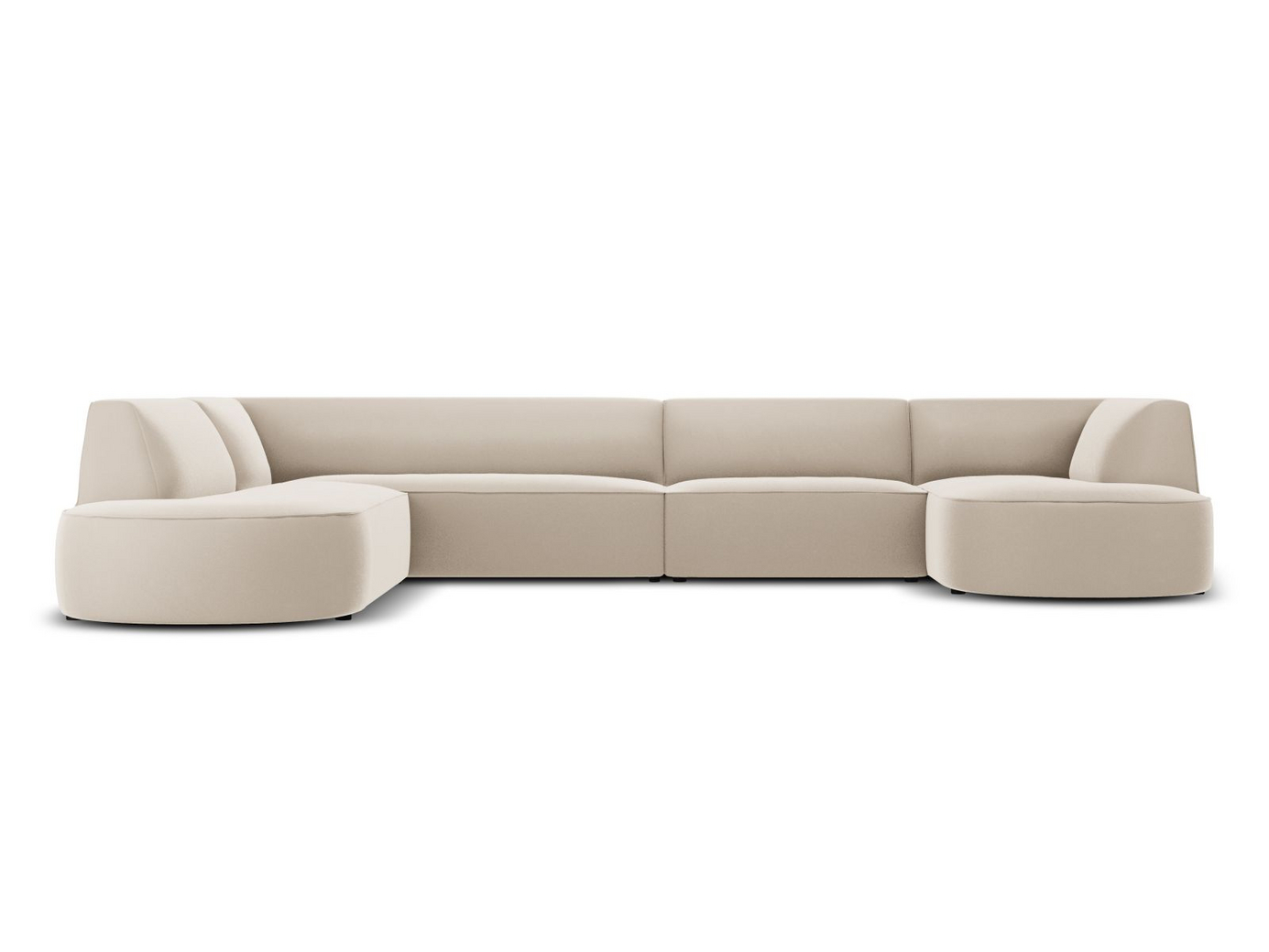 Cosmopolitan Design venstrevendt fløyelspanoramahjørnesofa, "Siena", 7-seter, 366 × 273 × 69 cm, Salvador, svarte plastben, Variant RUL_44