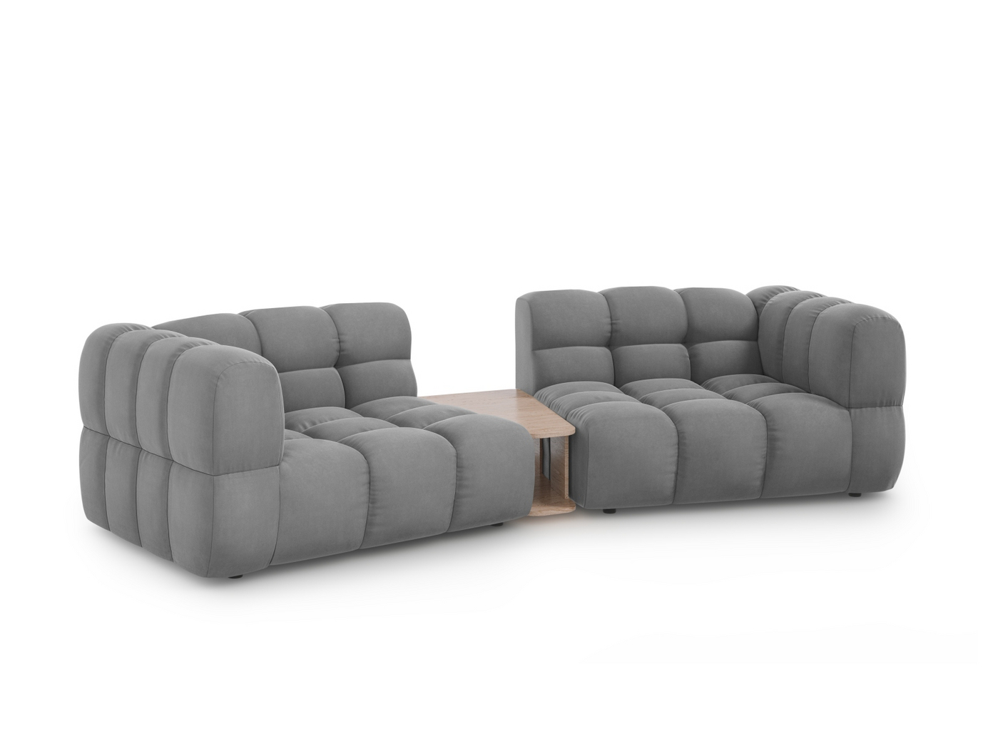 Cosmopolitan Design fløyelsmodulsofa, "Sky", 2-seter, 280 × 148 × 70 cm, Casino, svarte plastben