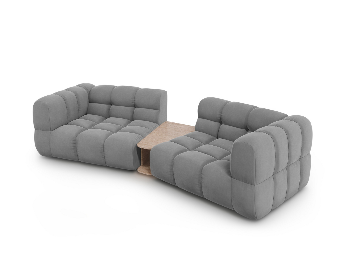 Cosmopolitan Design fløyelsmodulsofa, "Sky", 2-seter, 280 × 148 × 70 cm, Casino, svarte plastben