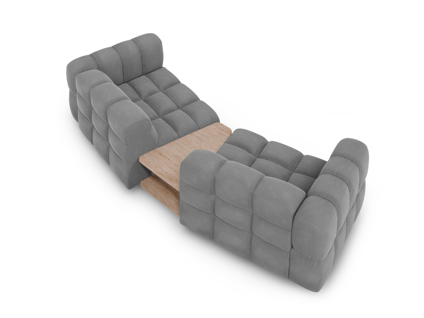 Cosmopolitan Design fløyelsmodulsofa, "Sky", 2-seter, 280 × 148 × 70 cm, Casino, svarte plastben