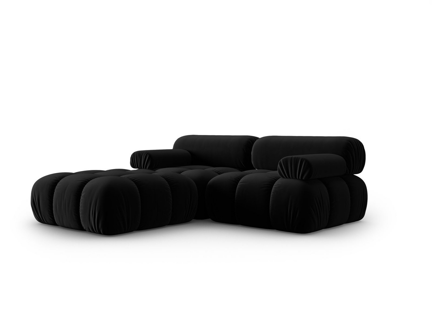 Cosmopolitan Design fløyelsmodulsofa, "Cortina", 3-seter, 188 × 188 × 70 cm, Bluvel, svarte plastben