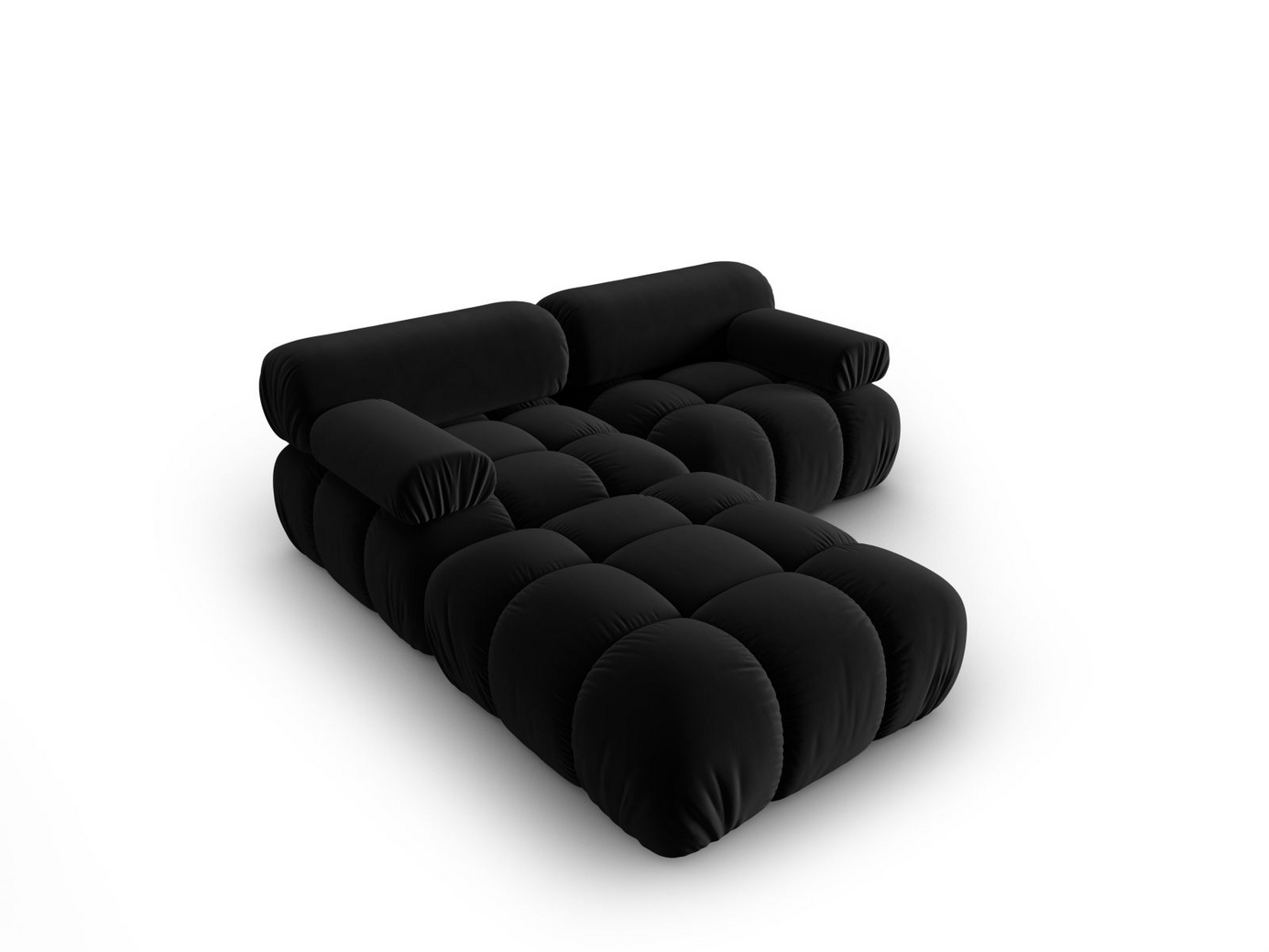 Cosmopolitan Design fløyelsmodulsofa, "Cortina", 3-seter, 188 × 188 × 70 cm, Bluvel, svarte plastben