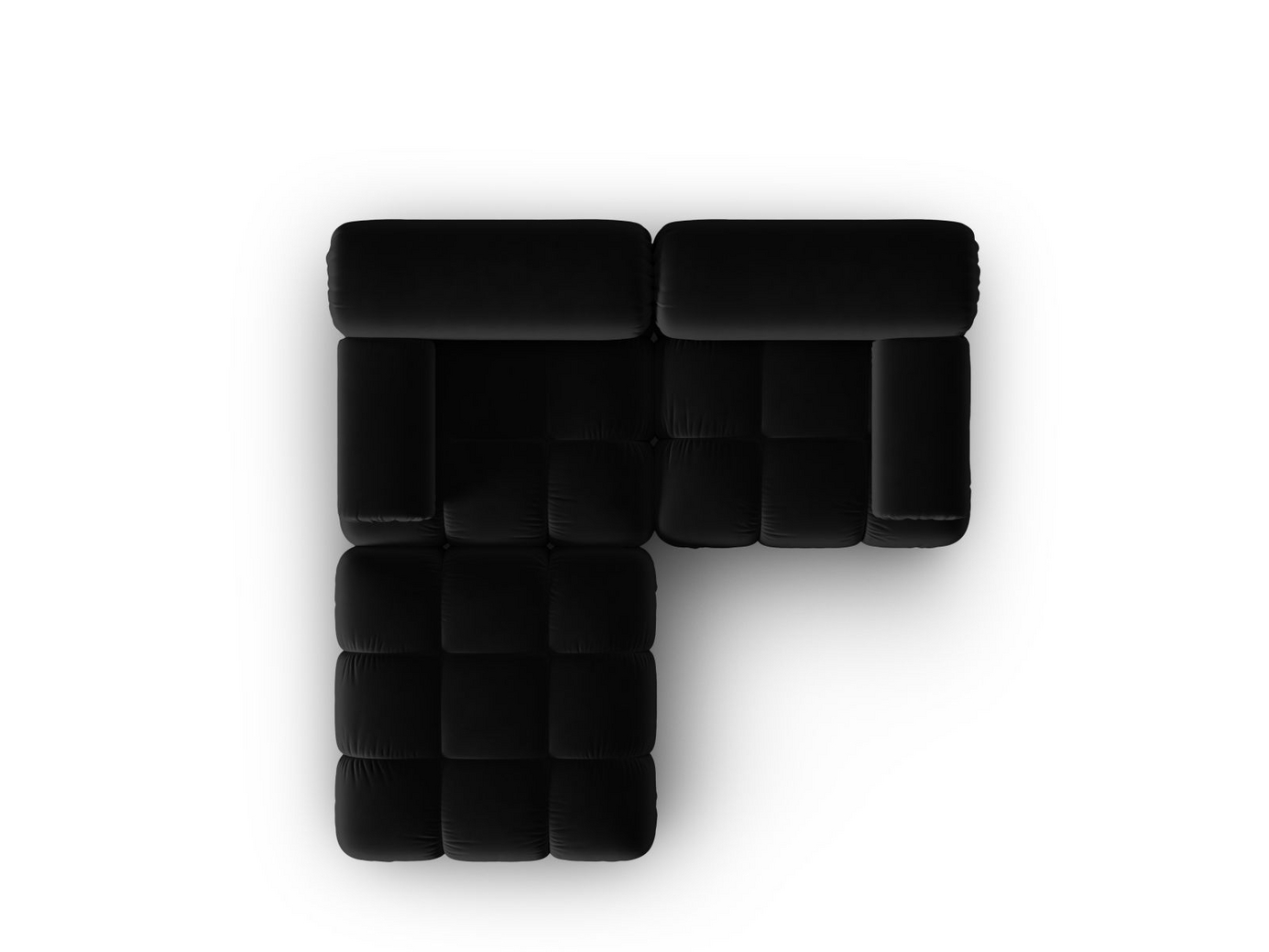 Cosmopolitan Design fløyelsmodulsofa, "Cortina", 3-seter, 188 × 188 × 70 cm, Bluvel, svarte plastben