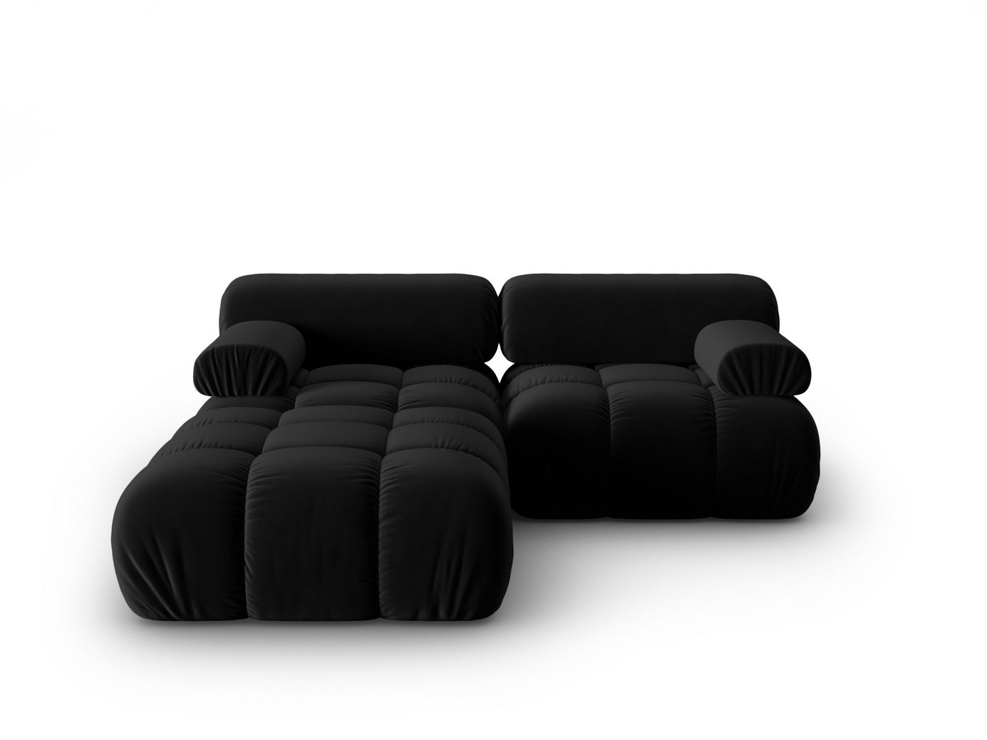 Cosmopolitan Design fløyelsmodulsofa, "Cortina", 3-seter, 188 × 188 × 70 cm, Bluvel, svarte plastben